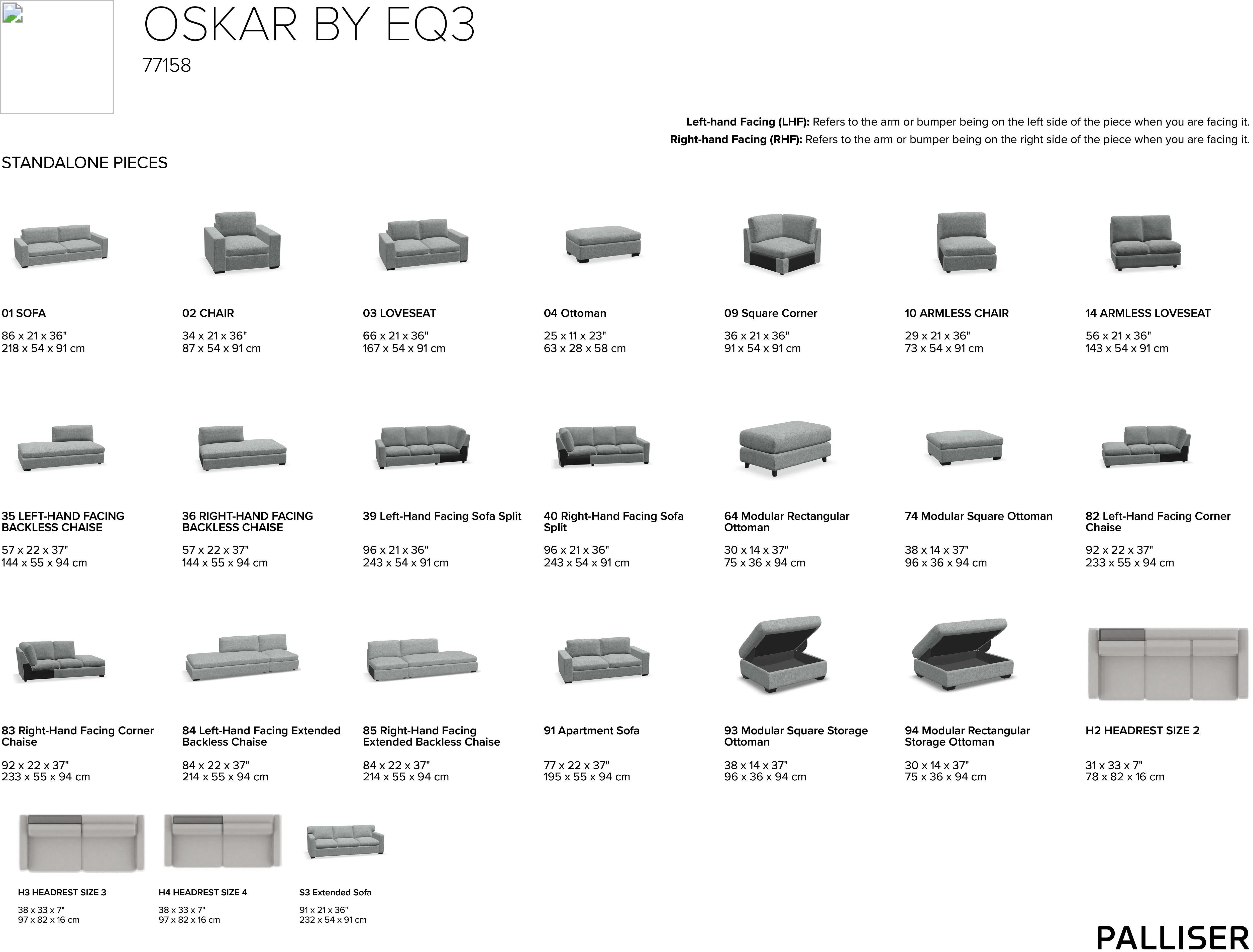 Oscar 77158 Sofa (76", 85" or 93") +100 leathers 10 Oscar 77158 Sofa (76", 85" or 93") +100 leathers