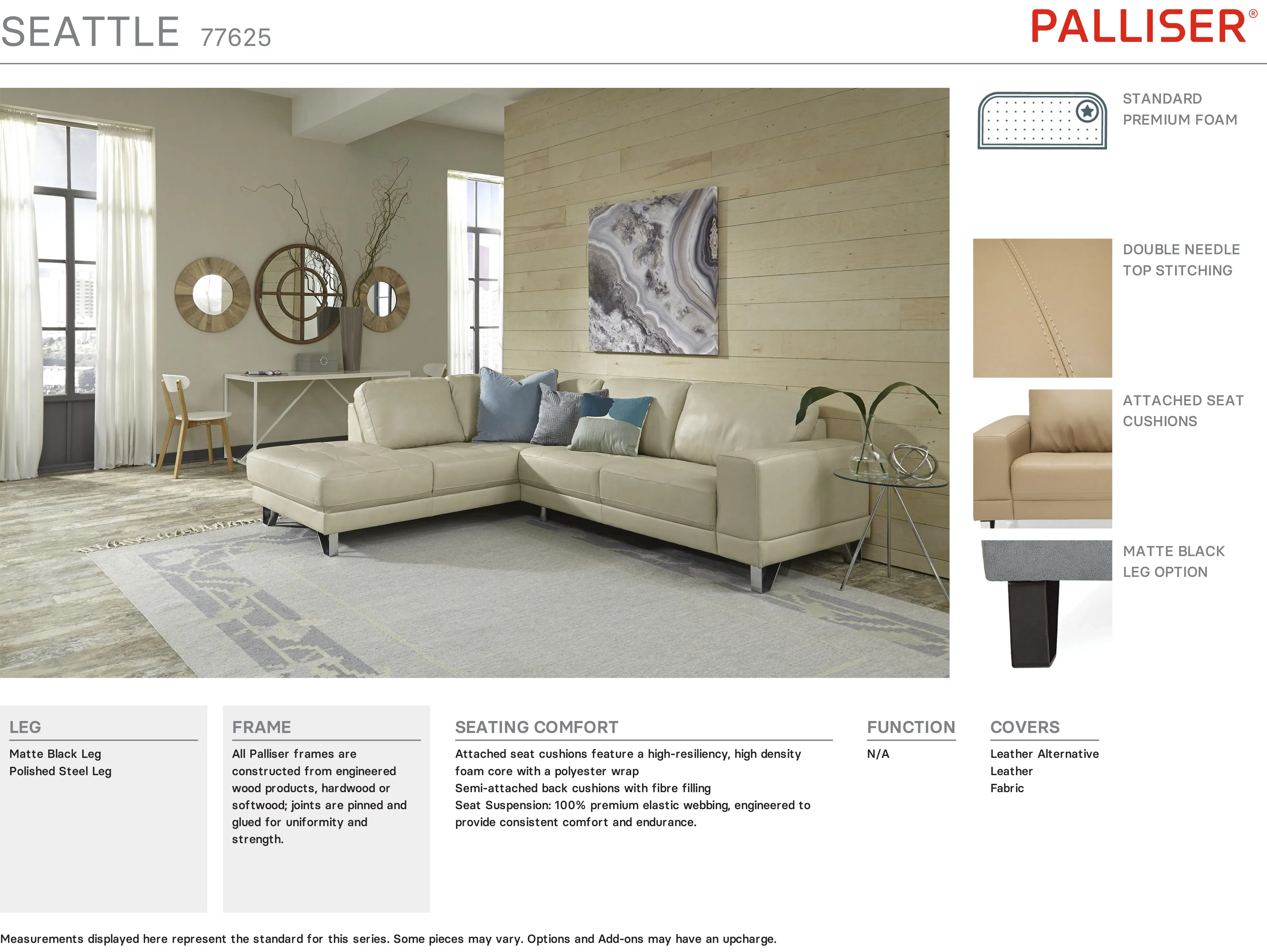 Seattle 77625 Sofa (96") +100 leathers 19 Seattle 77625 Sofa (96") +100 leathers