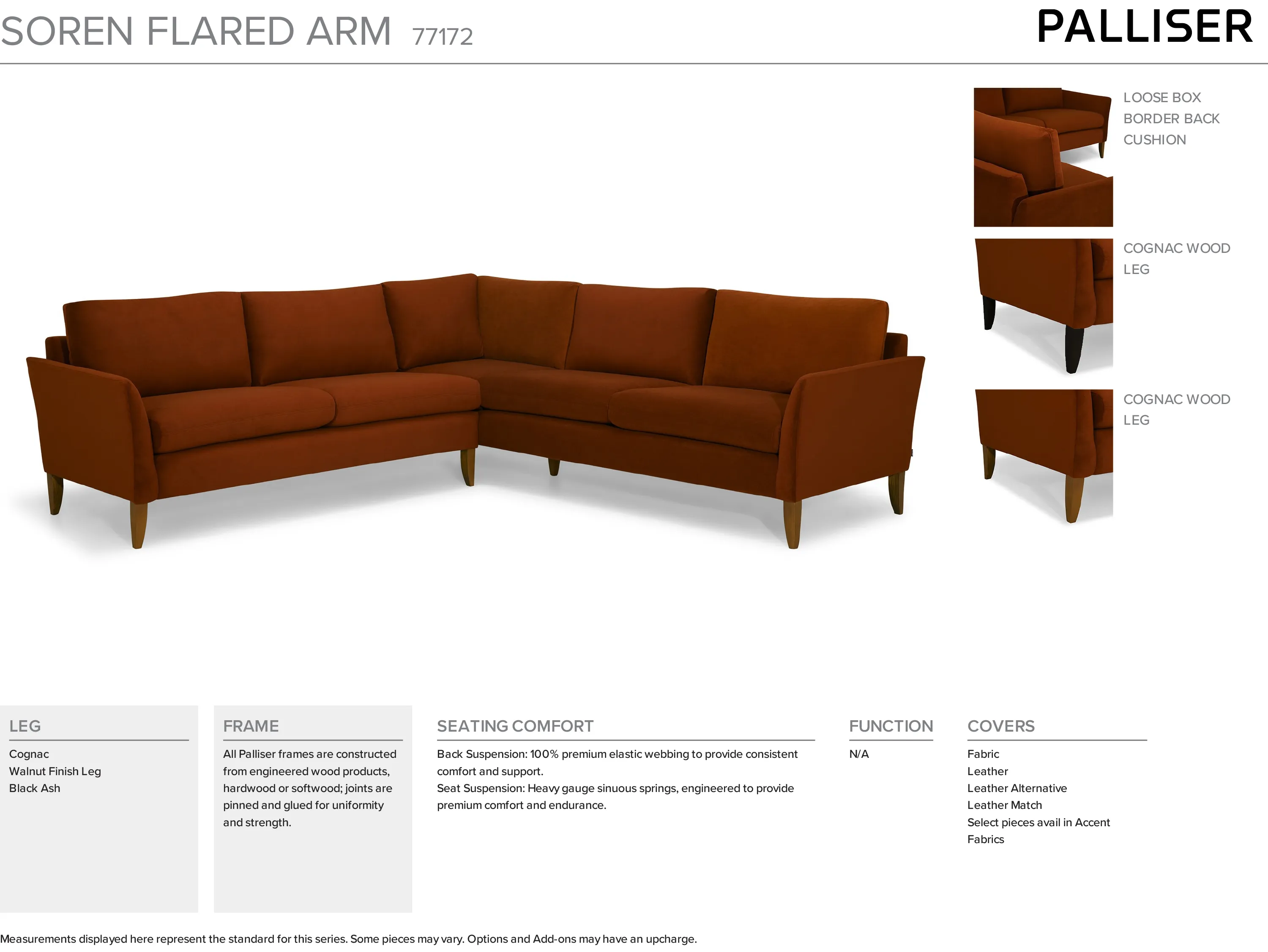 Soren 77172 Flared Arm Sofa (84") +100 leathers 10 Soren 77172 Flared Arm Sofa (84") +100 leathers