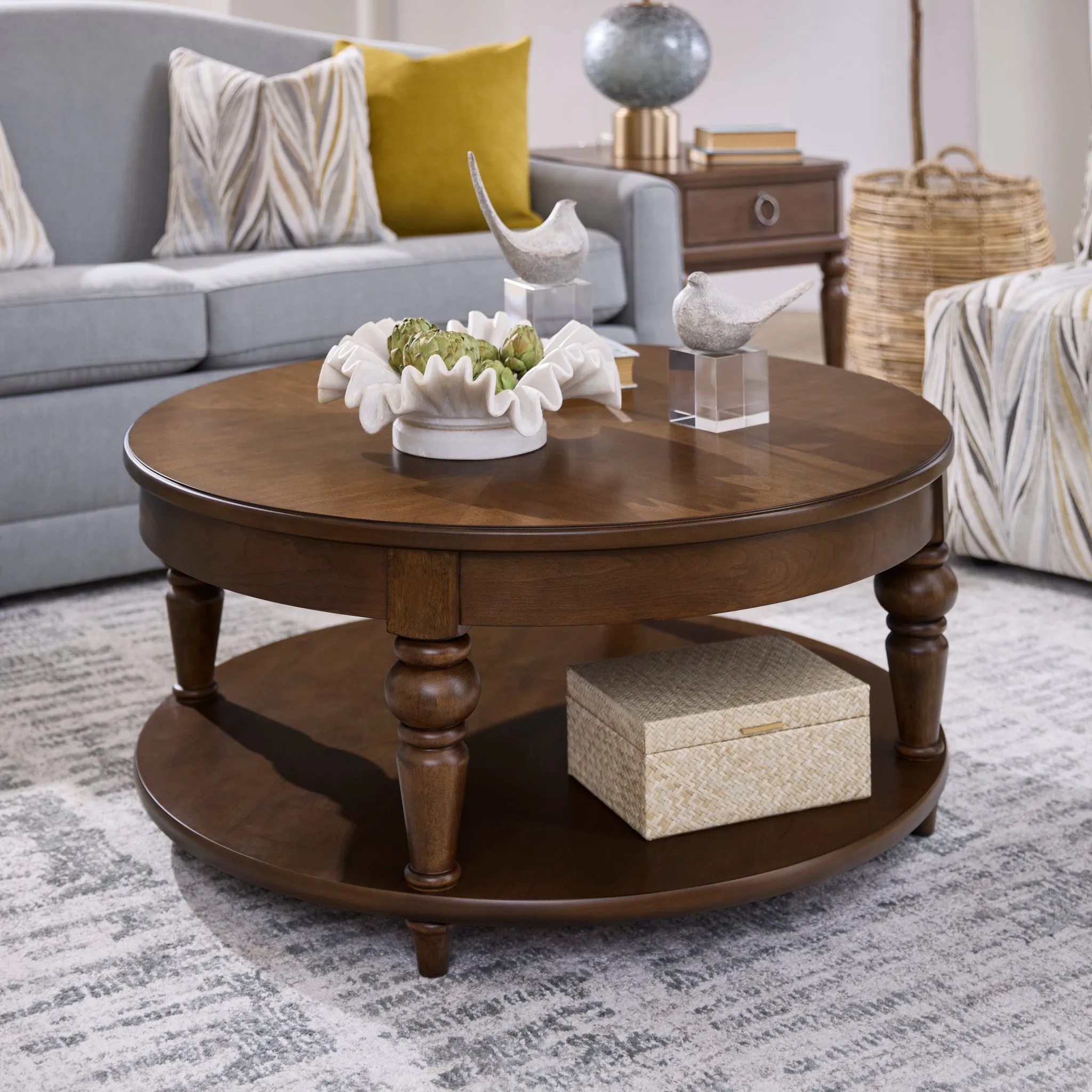 Bellevue Round Coffee Table w/ Casters 2 Bellevue Round Coffee Table w/ Casters