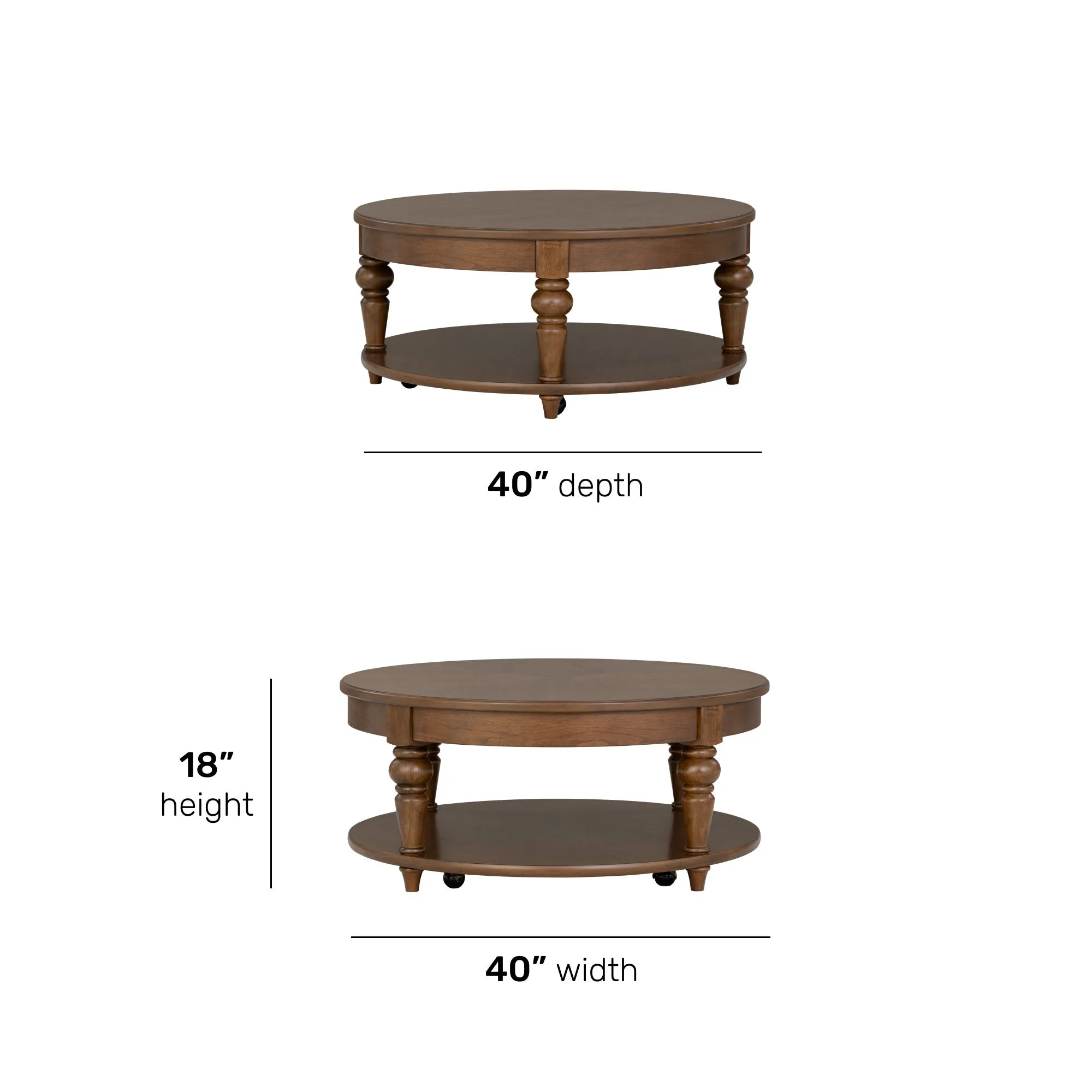 Bellevue Round Coffee Table w/ Casters 4 Bellevue Round Coffee Table w/ Casters