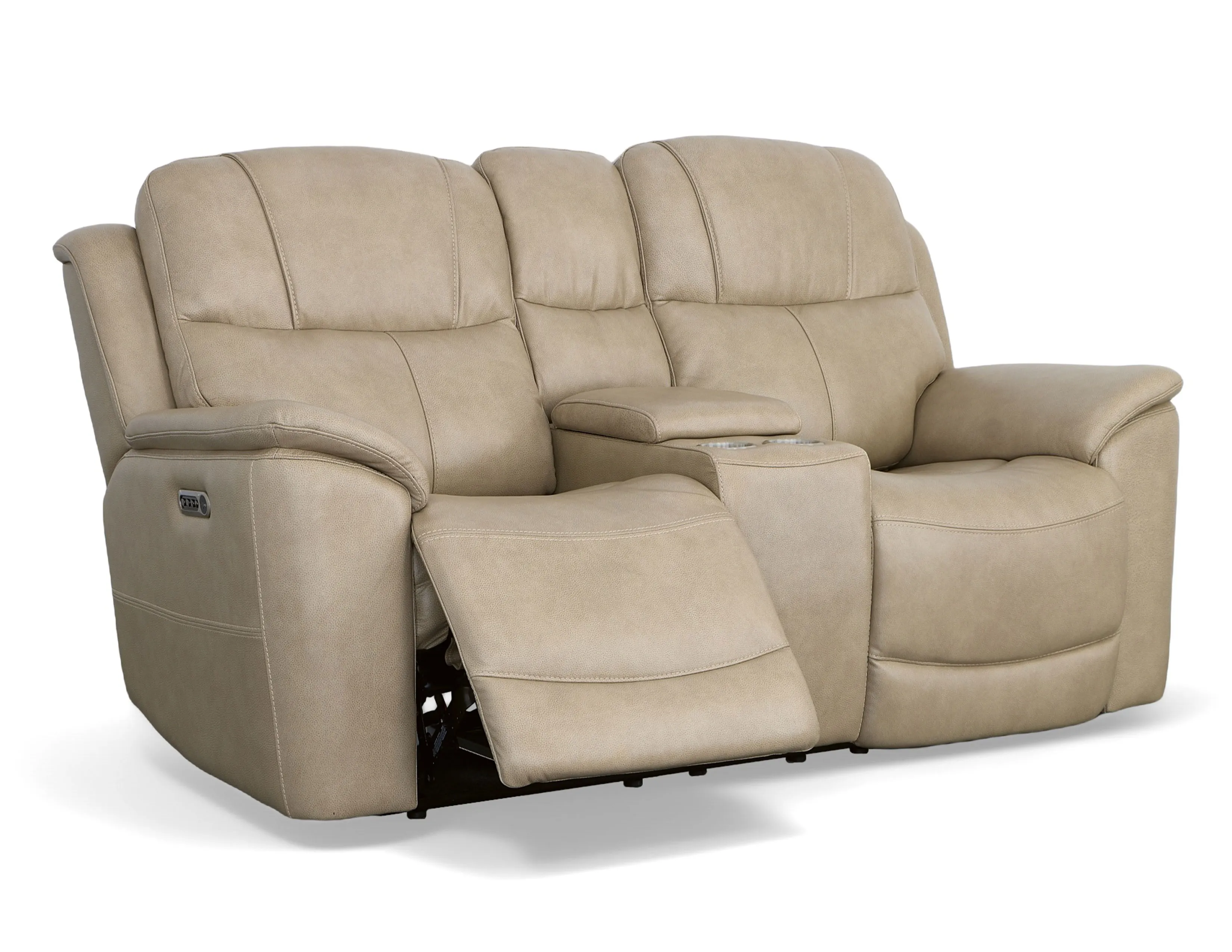 Crew Power Reclining Sofa with Power Headrests & Lumbar (Tan leather) 89" - in stock 12 Crew Power Reclining Sofa with Power Headrests & Lumbar (Tan leather) 89" - in stock