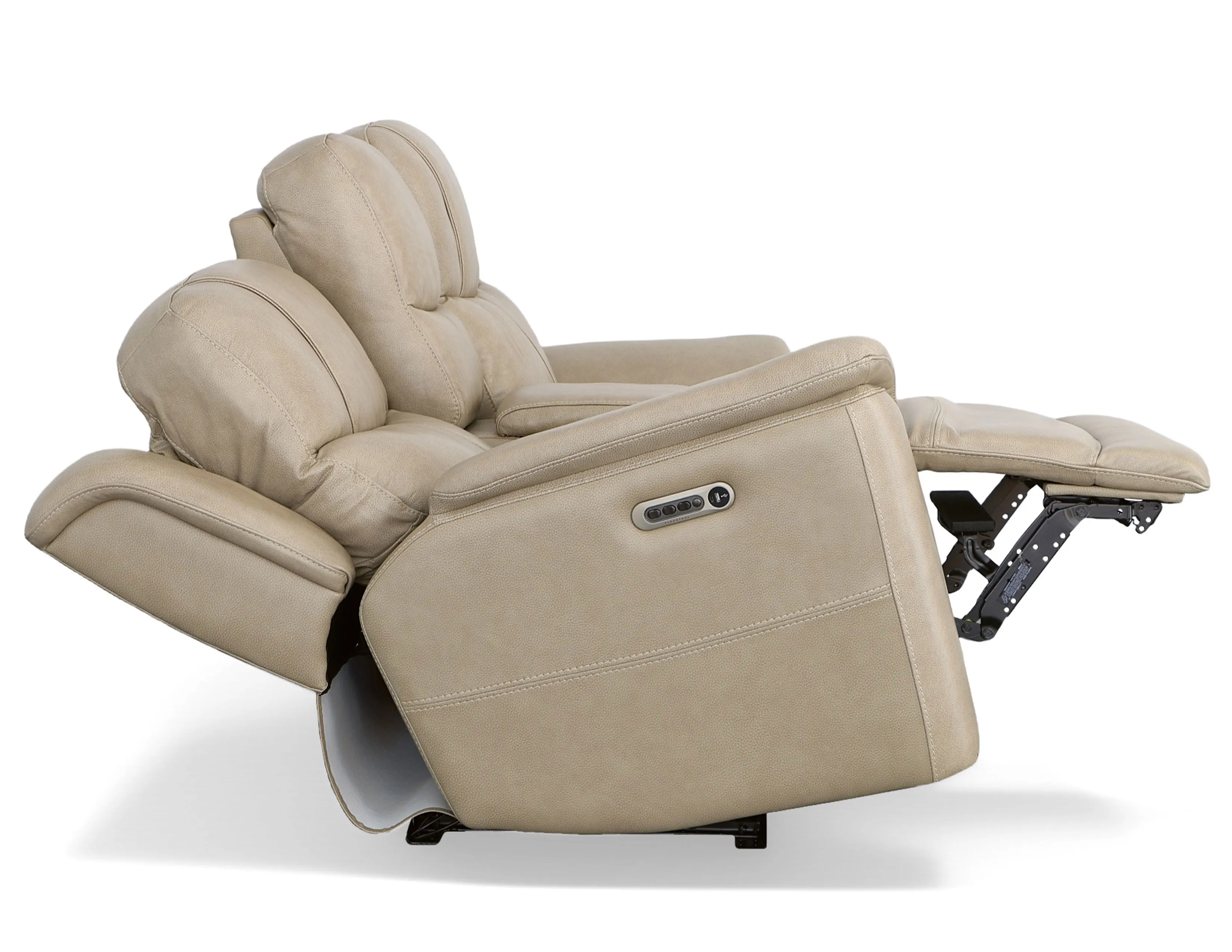 Crew Power Reclining Sofa with Power Headrests & Lumbar (Tan leather) 89" - in stock 14 Crew Power Reclining Sofa with Power Headrests & Lumbar (Tan leather) 89" - in stock