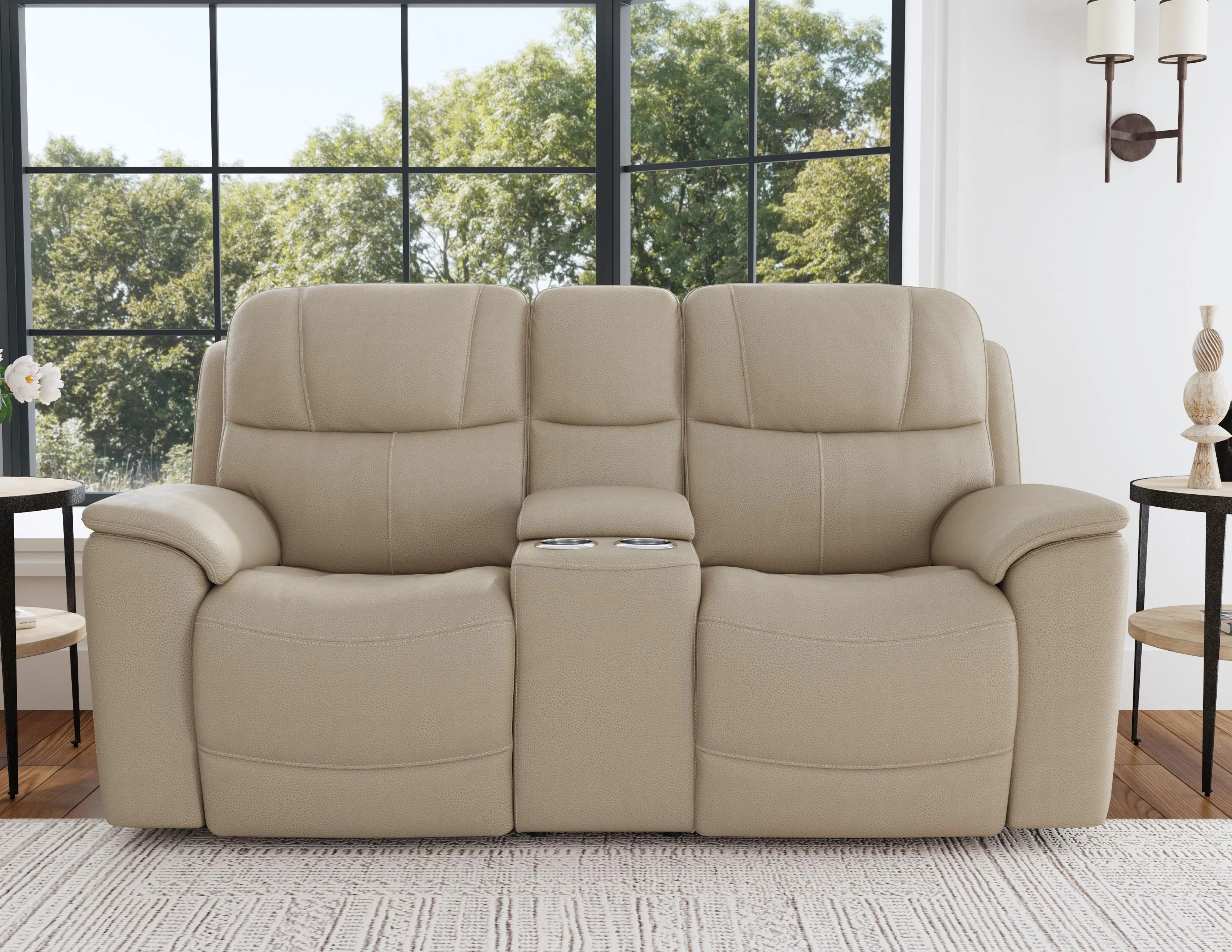Crew Power Reclining Sofa with Power Headrests & Lumbar (Tan leather) 89" - in stock 18 Crew Power Reclining Sofa with Power Headrests & Lumbar (Tan leather) 89" - in stock