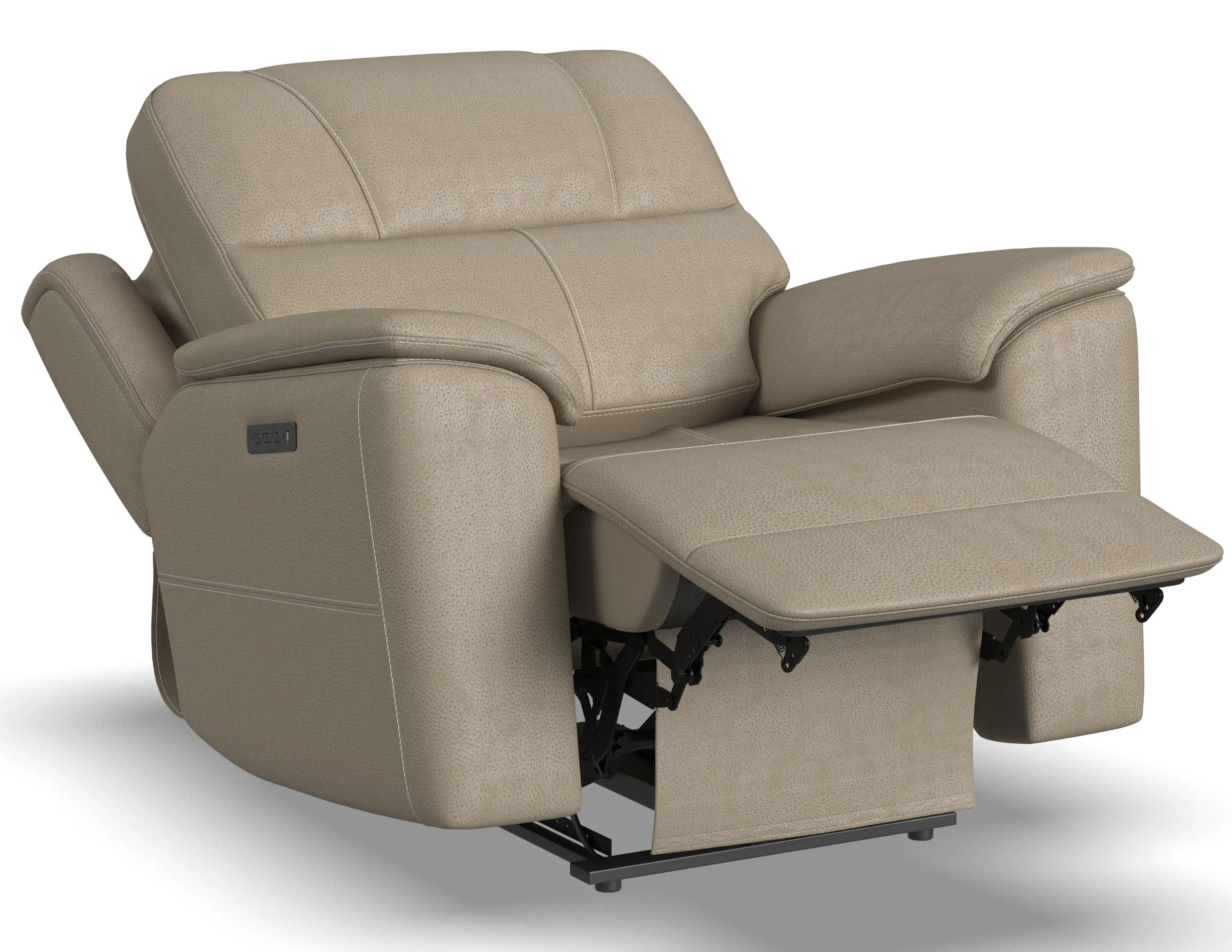Crew Power Reclining Sofa with Power Headrests & Lumbar (Tan leather) 89" - in stock 27 Crew Power Reclining Sofa with Power Headrests & Lumbar (Tan leather) 89" - in stock