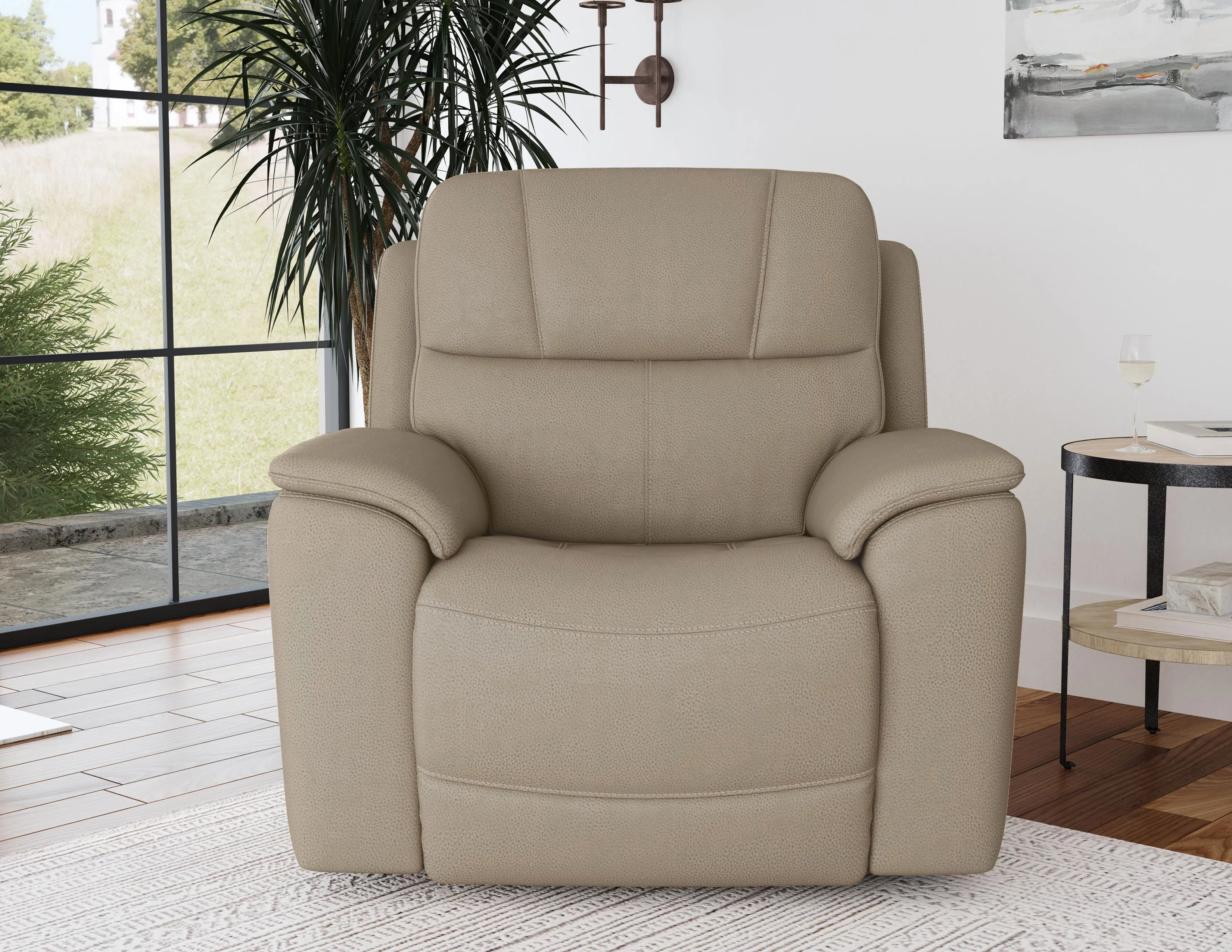 Crew Power Reclining Sofa with Power Headrests & Lumbar (Tan leather) 89" - in stock 28 Crew Power Reclining Sofa with Power Headrests & Lumbar (Tan leather) 89" - in stock