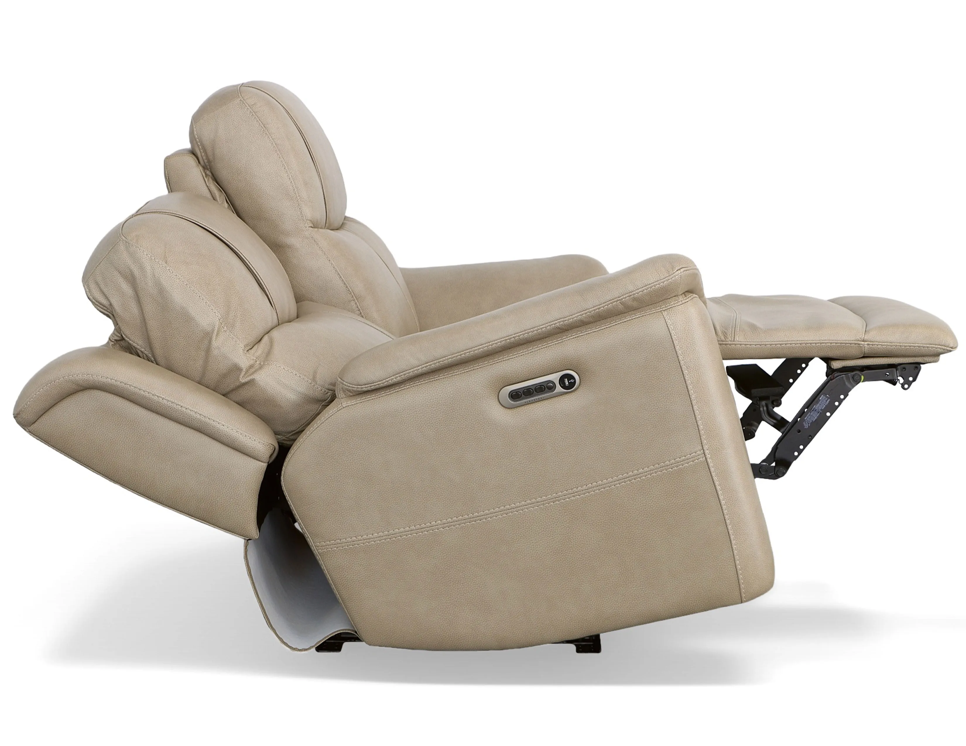 Crew Power Reclining Sofa with Power Headrests & Lumbar (Tan leather) 89" - in stock 34 Crew Power Reclining Sofa with Power Headrests & Lumbar (Tan leather) 89" - in stock