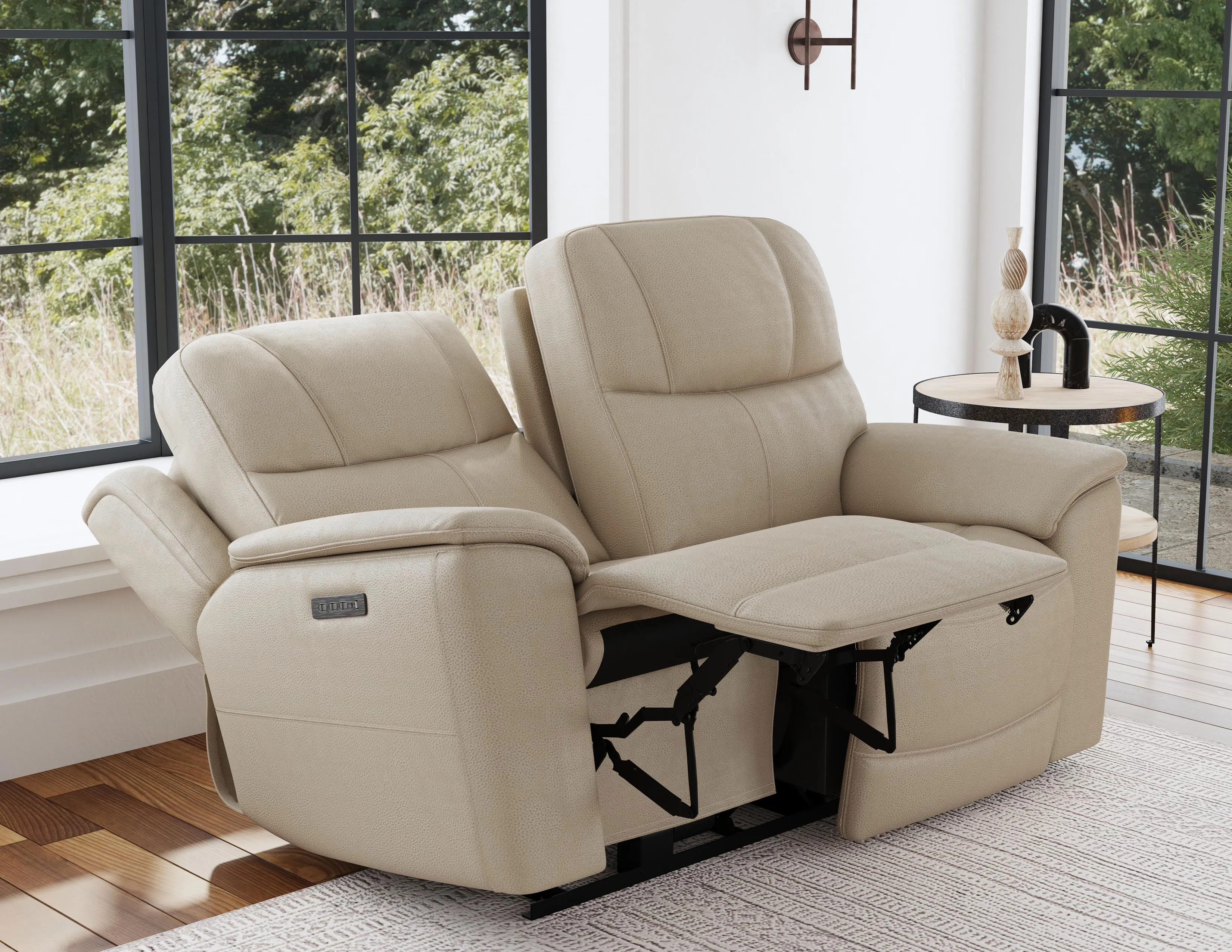 Crew Power Reclining Sofa with Power Headrests & Lumbar (Tan leather) 89" - in stock 37 Crew Power Reclining Sofa with Power Headrests & Lumbar (Tan leather) 89" - in stock