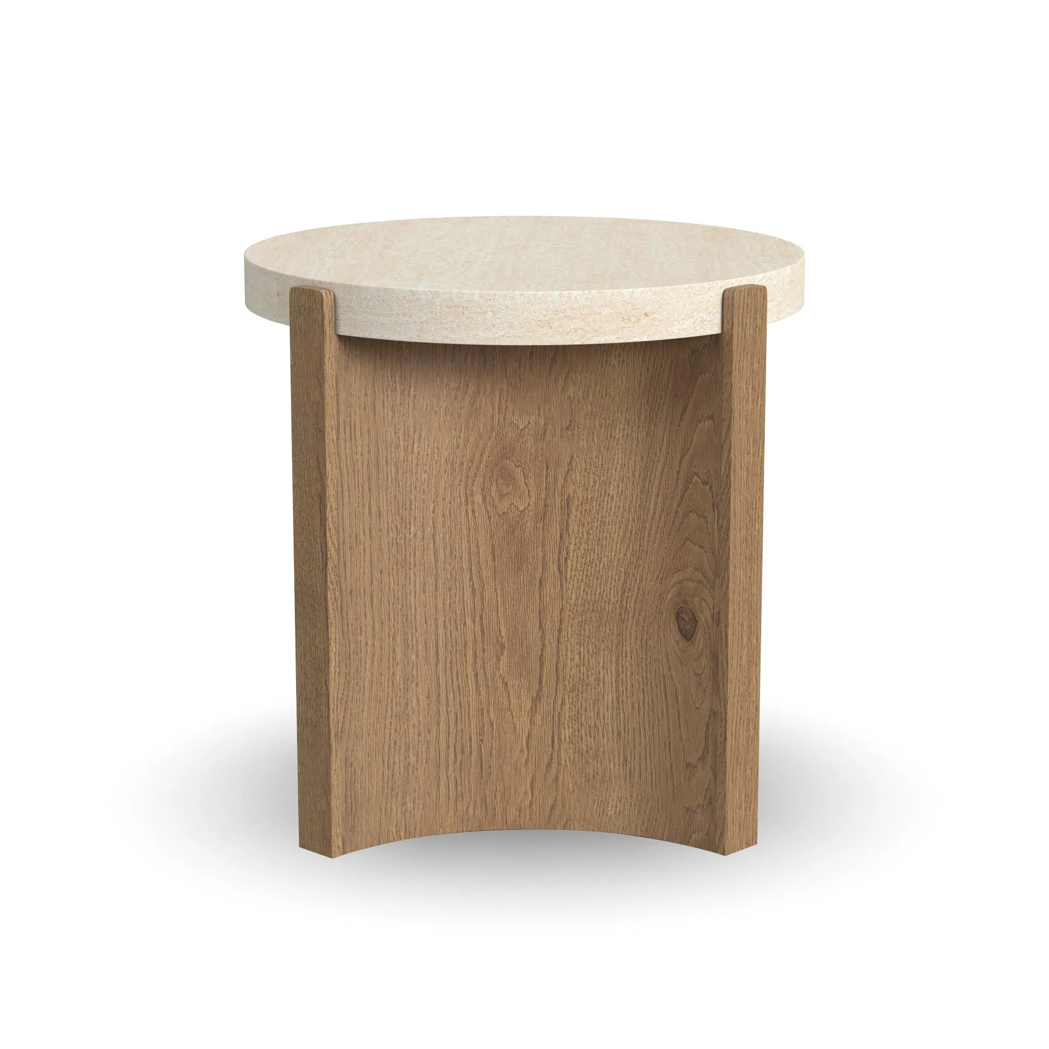 Eclipse Round End Table Travertine Stone