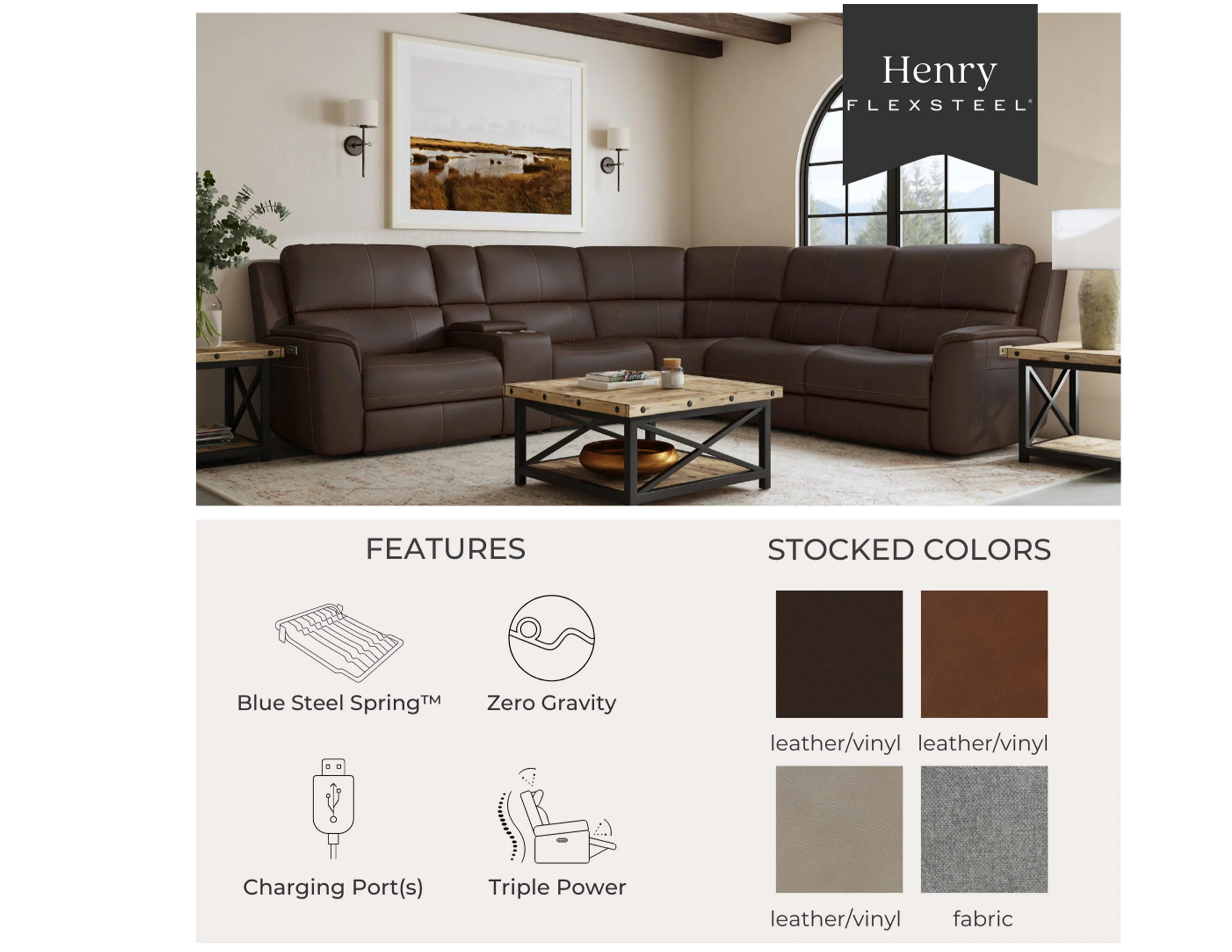 Henry Zero Gravity Reclining Sectional w/ Power Recline - Power Headrest and Power Lumbar (+3 colors) In stock 19 Henry Zero Gravity Reclining Sectional w/ Power Recline - Power Headrest and Power Lumbar (+3 colors) In stock