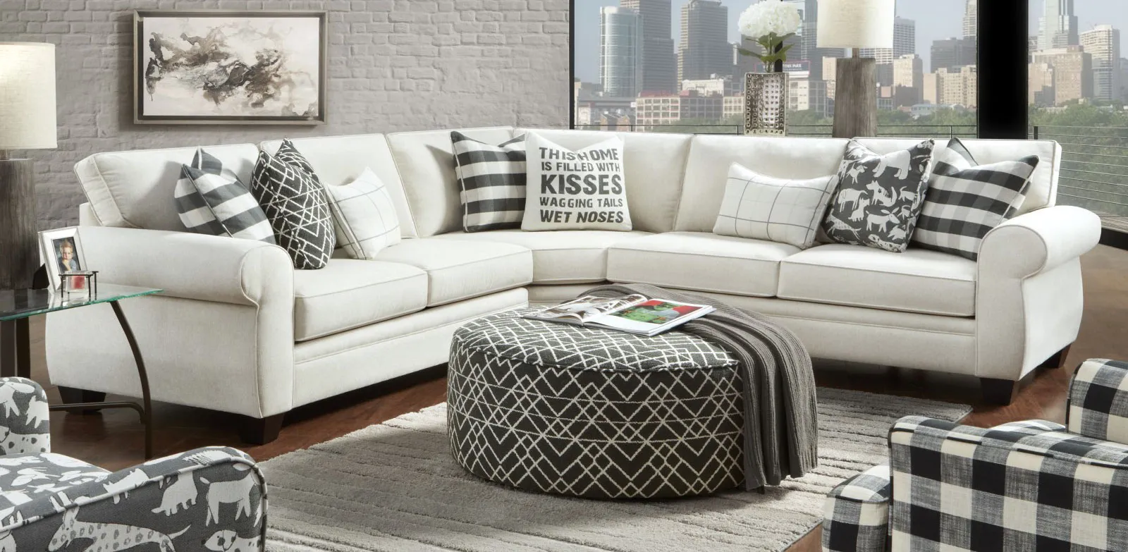Popstitch Shell Three Piece Stationary Sectional (performance fabric) 122" x 122" 2 Popstitch Shell Three Piece Stationary Sectional (performance fabric) 122" x 122"