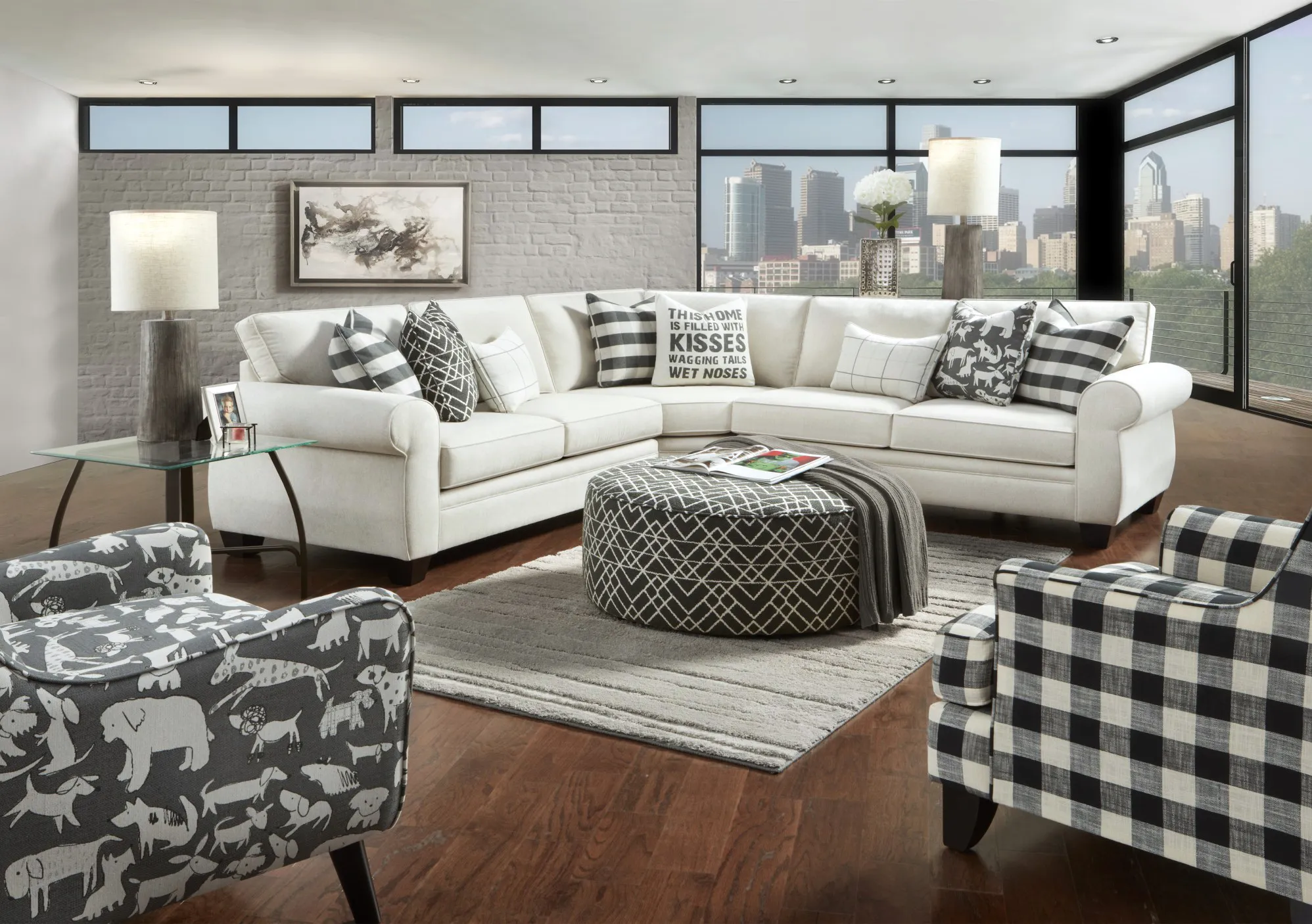 Popstitch Shell Three Piece Stationary Sectional (performance fabric) 122" x 122" 3 Popstitch Shell Three Piece Stationary Sectional (performance fabric) 122" x 122"