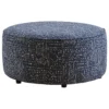 Calculate Denim 39" Round Cocktail Ottoman - 140 (Performance fabric)