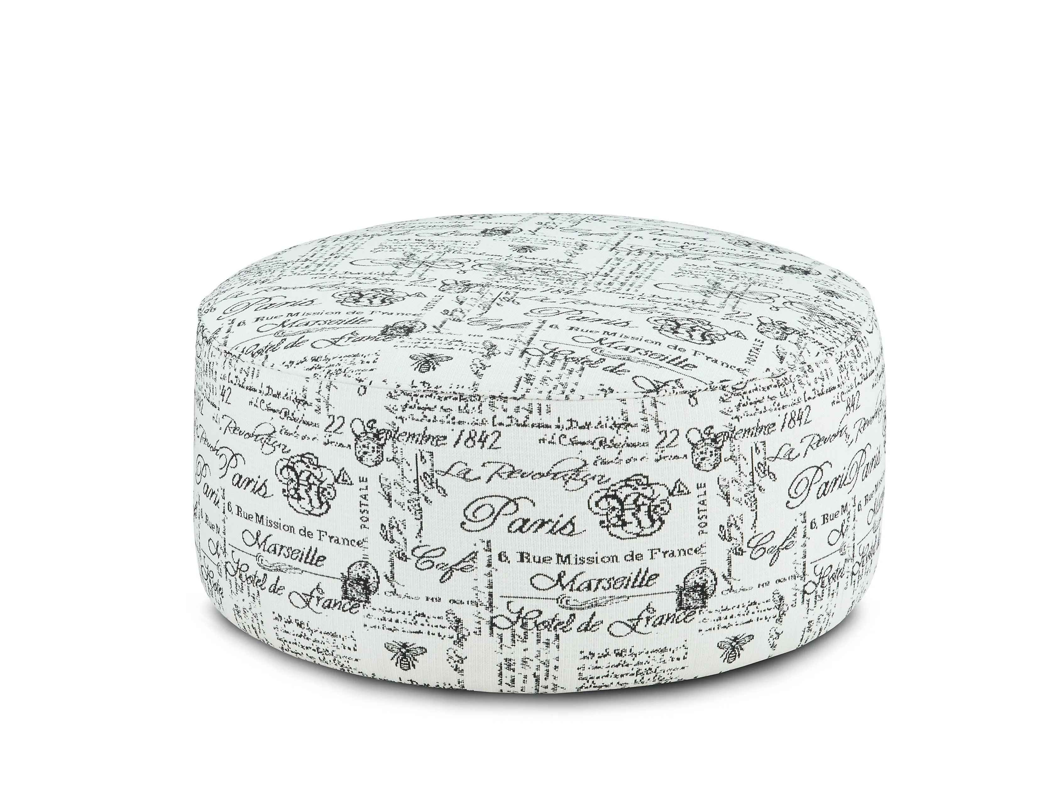 Francaise Ebony 39" Round Cocktail Ottoman - 140 1 Francaise Ebony 39" Round Cocktail Ottoman - 140