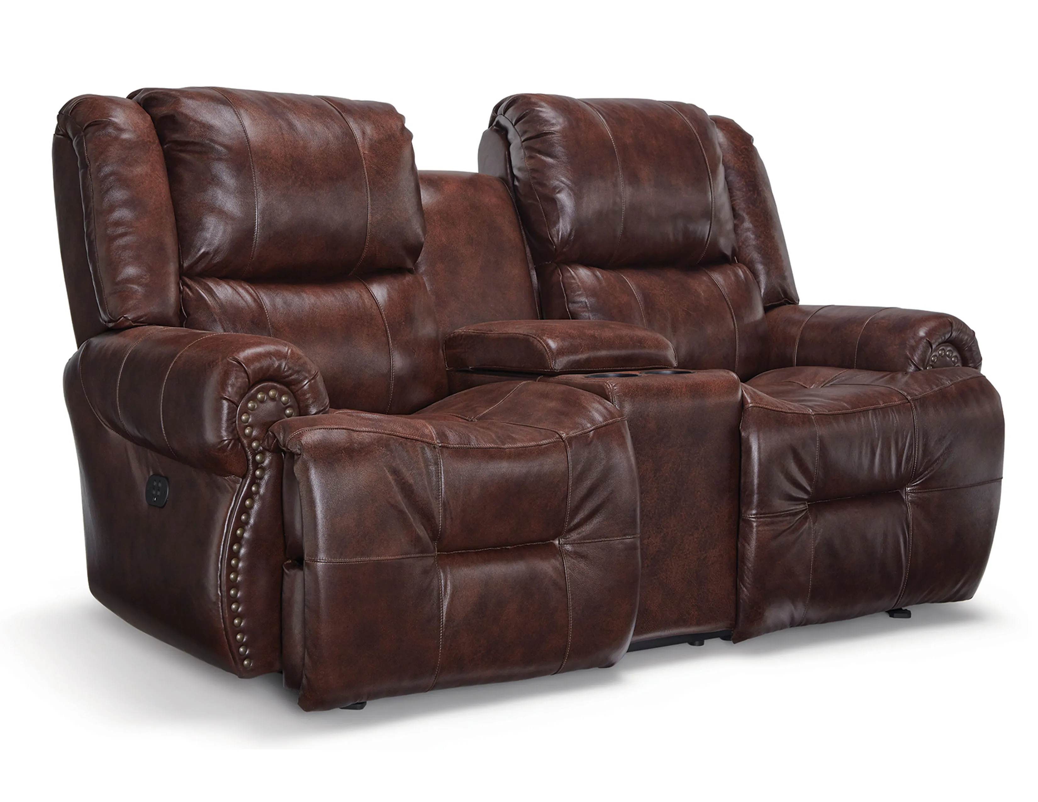 Genet Double Reclining Leather Console Loveseat (+30 leathers) 1 Genet Double Reclining Leather Console Loveseat (+30 leathers)