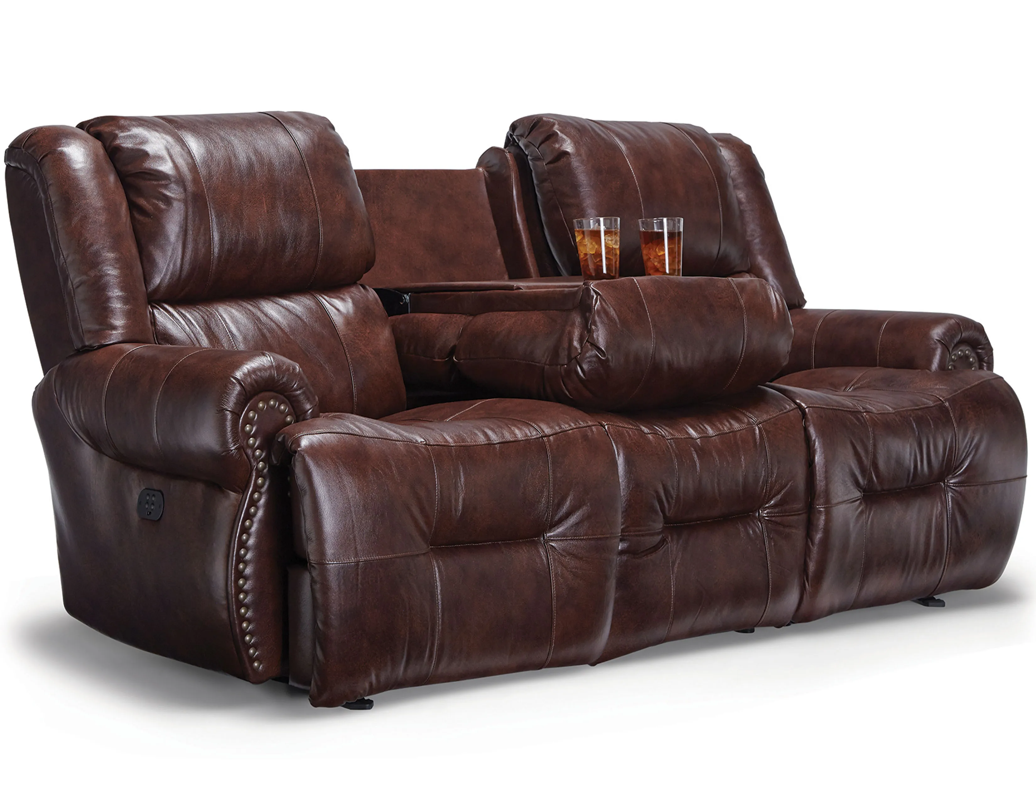 Genet Double Reclining Leather Console Loveseat (+30 leathers) 3 Genet Double Reclining Leather Console Loveseat (+30 leathers)