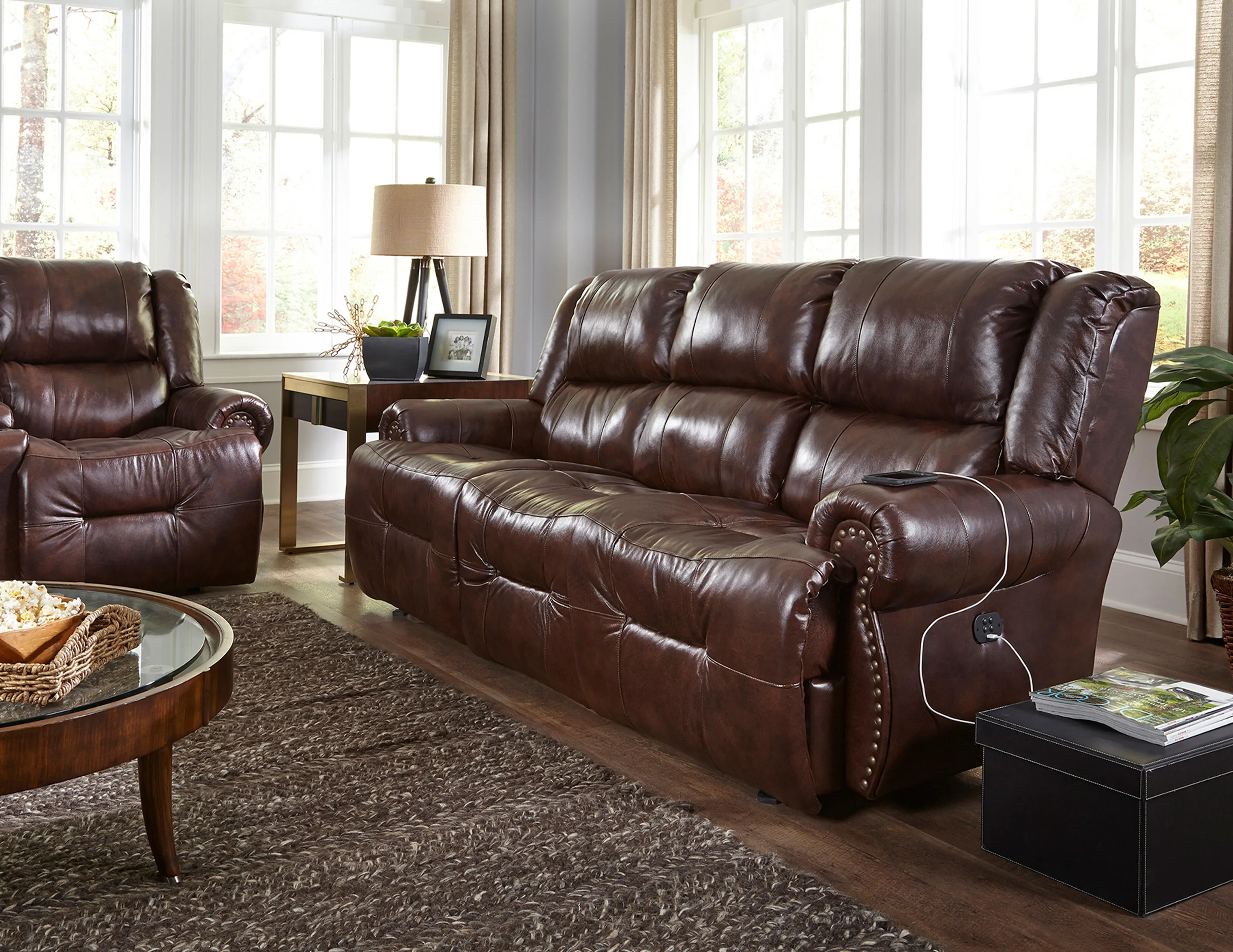 Genet Double Reclining Leather Console Loveseat (+30 leathers) 5 Genet Double Reclining Leather Console Loveseat (+30 leathers)