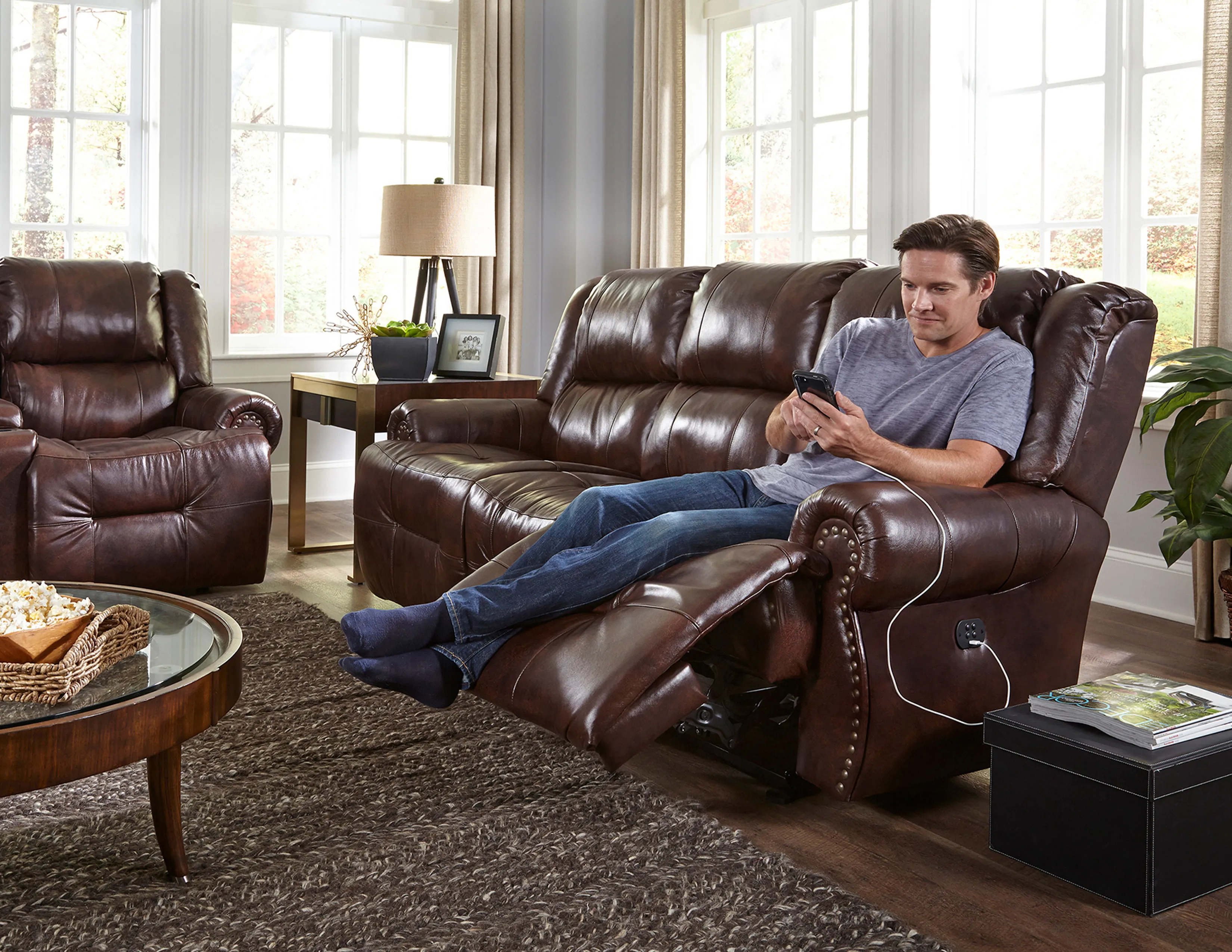 Genet Double Reclining Leather Console Loveseat (+30 leathers) 6 Genet Double Reclining Leather Console Loveseat (+30 leathers)