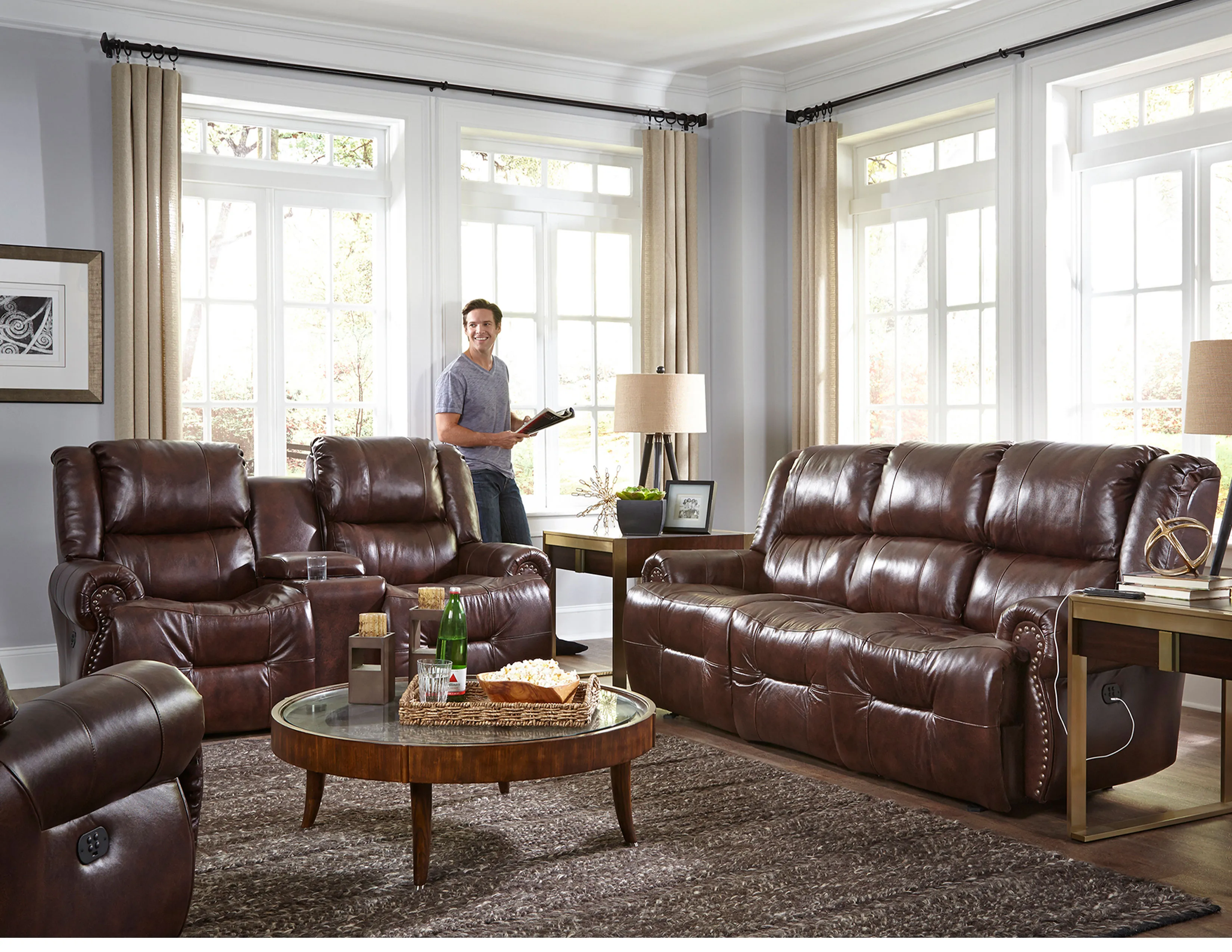 Genet Double Reclining Leather Console Loveseat (+30 leathers) 8 Genet Double Reclining Leather Console Loveseat (+30 leathers)