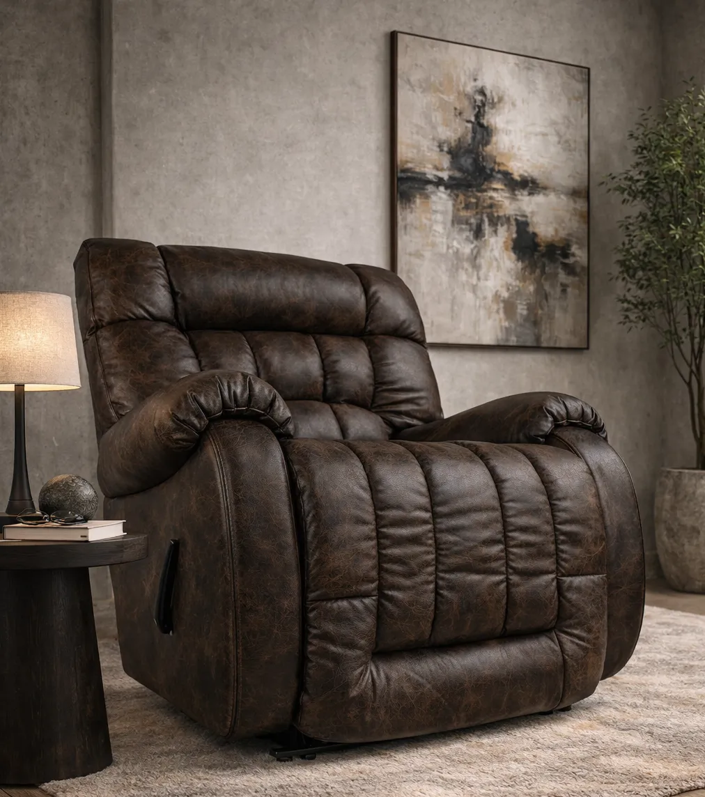 Rake Beast Big & Tall Walnut Faux Leather Recliner (Rated 500lbs) SPECIAL PURCHASE 3 Rake Beast Big & Tall Walnut Faux Leather Recliner (Rated 500lbs) SPECIAL PURCHASE