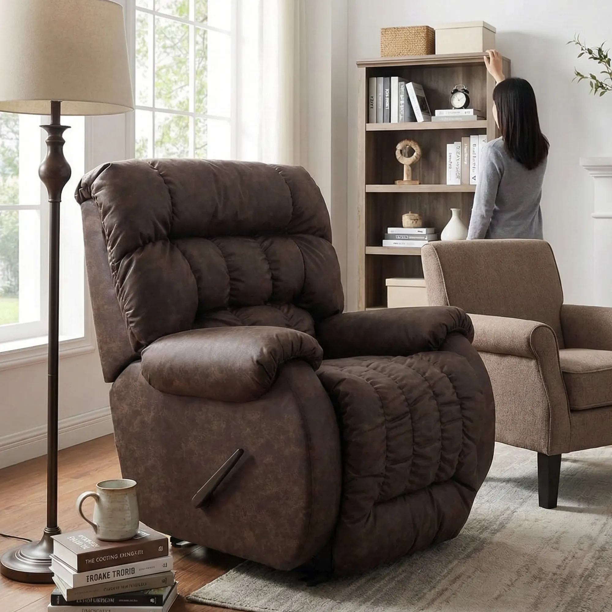 Rake Beast Big & Tall Walnut Faux Leather Recliner (Rated 500lbs) SPECIAL PURCHASE 6 Rake Beast Big & Tall Walnut Faux Leather Recliner (Rated 500lbs) SPECIAL PURCHASE