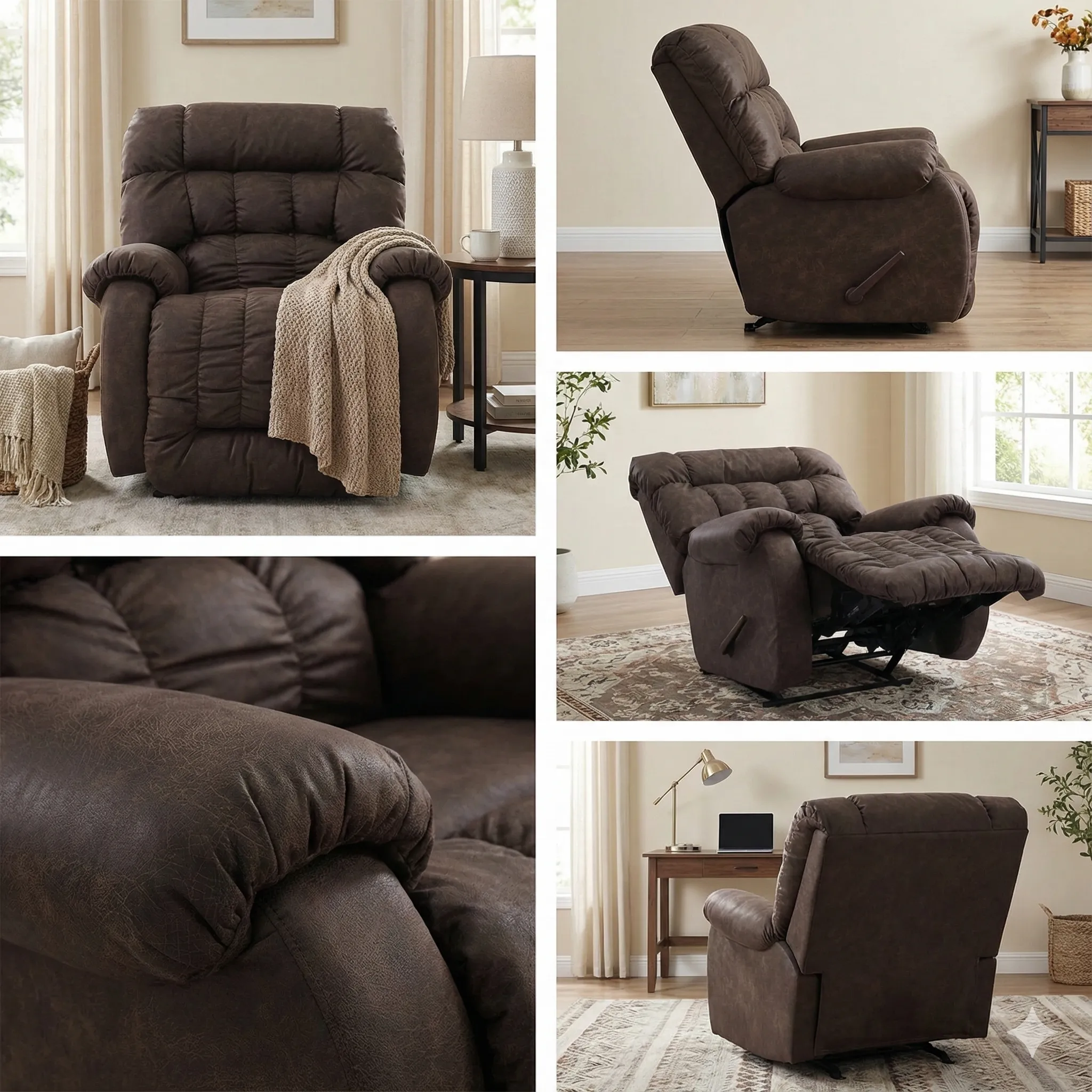 Rake Beast Big & Tall Walnut Faux Leather Recliner (Rated 500lbs) SPECIAL PURCHASE 8 Rake Beast Big & Tall Walnut Faux Leather Recliner (Rated 500lbs) SPECIAL PURCHASE