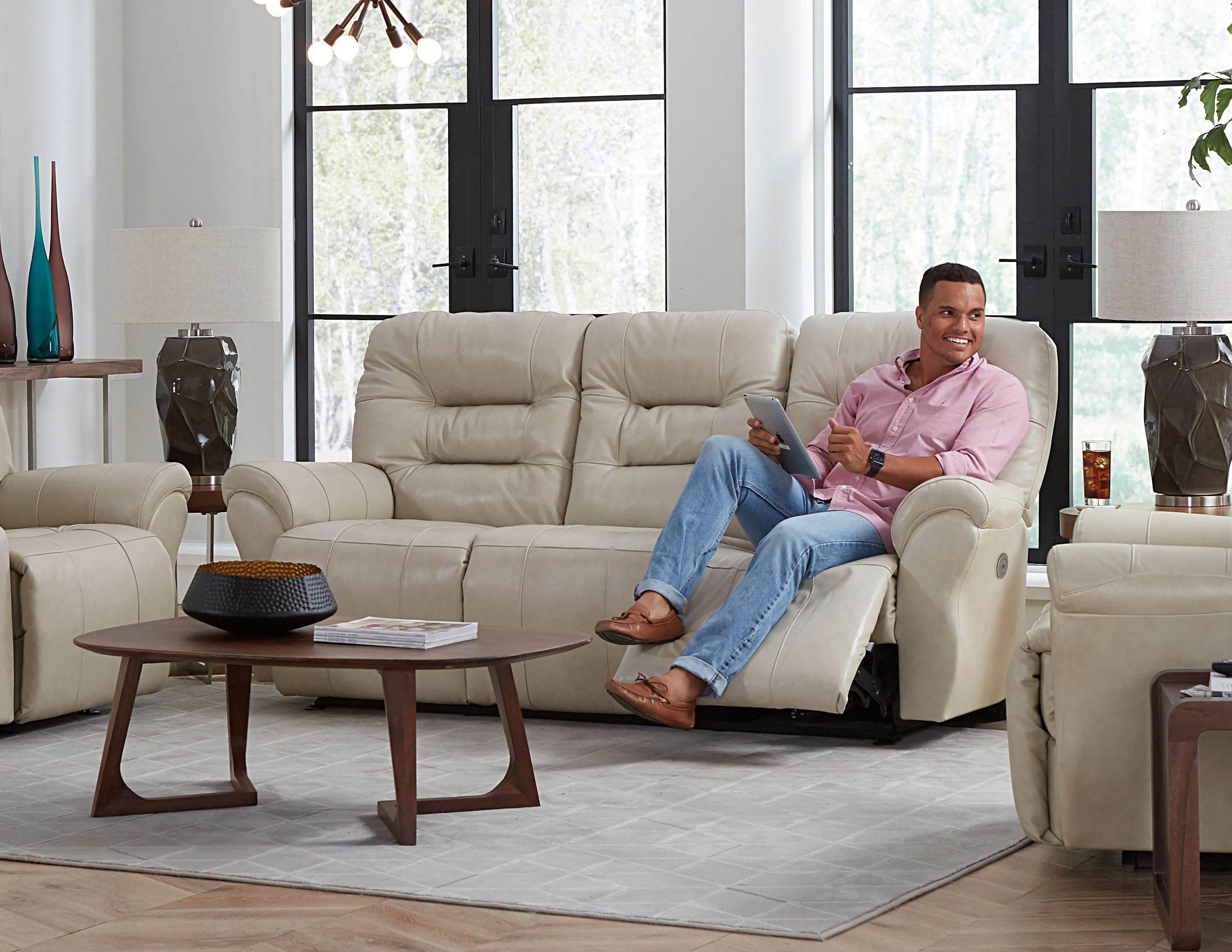 Unity Double Reclining Leather Sofa (+40 leathers) 85" 3 Unity Double Reclining Leather Sofa (+40 leathers) 85"