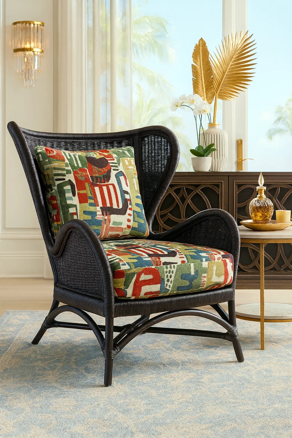 Aurora Rattan Accent Chair Black (+28 finishes +69 fabrics) 2 Aurora Rattan Accent Chair Black (+28 finishes +69 fabrics)