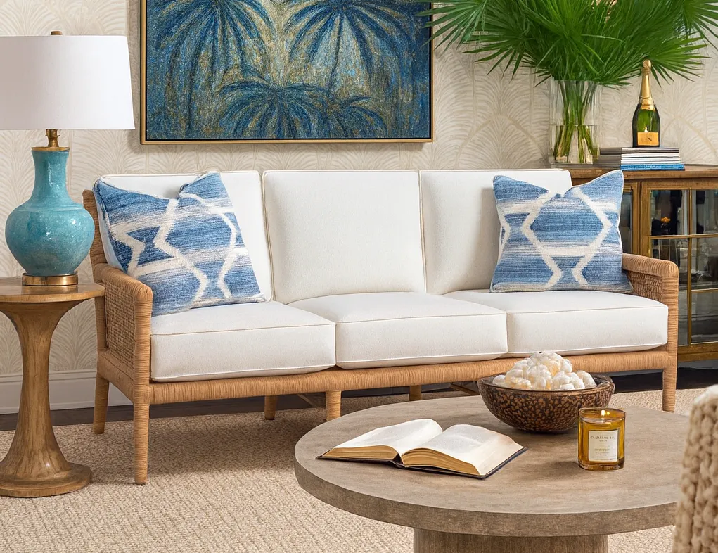 Pine Isle 76" Rattan Sofa (+28 finishes +69 fabrics) 6 Pine Isle 76" Rattan Sofa (+28 finishes +69 fabrics)