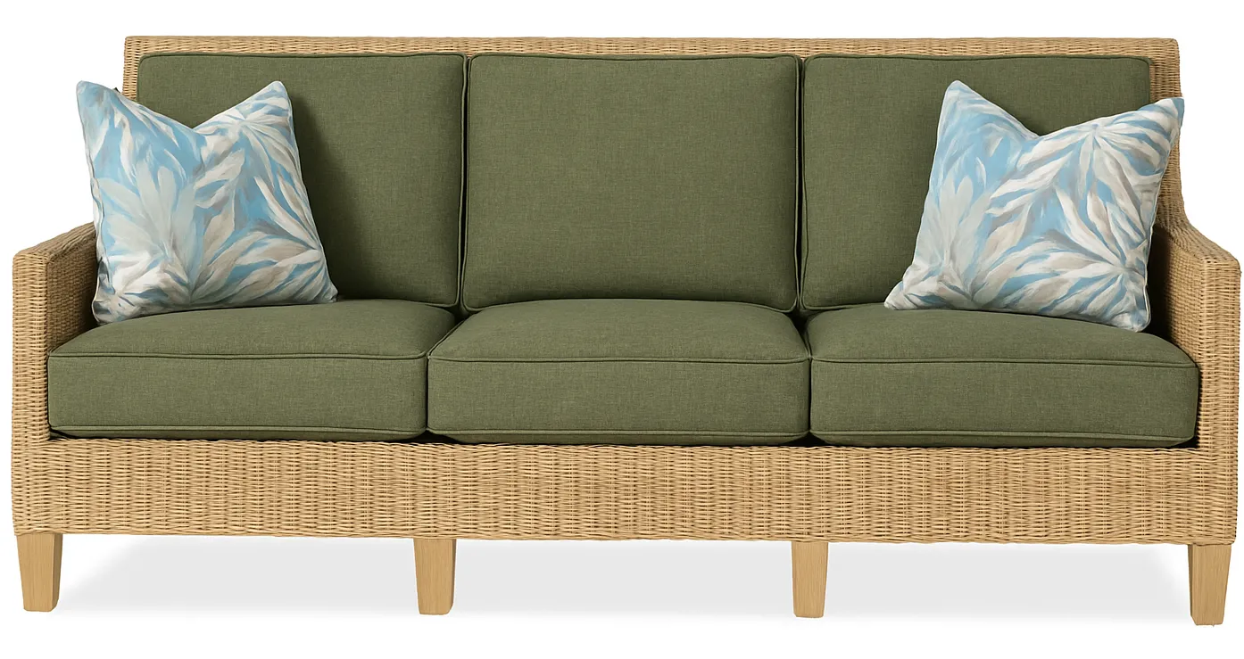 Long Beach 76" Rattan Sofa Green (+28 finishes +69 fabrics) 1 Long Beach 76" Rattan Sofa Green (+28 finishes +69 fabrics)