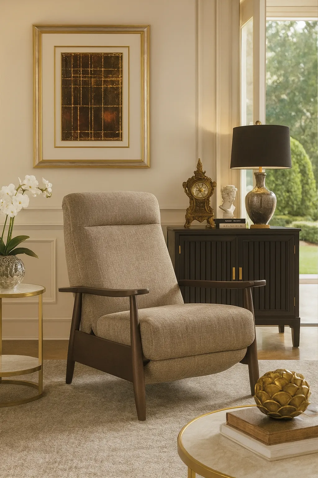 Koenig Mid Century Modern Recliner Brown (+28 finishes +69 fabrics) 4 Koenig Mid Century Modern Recliner Brown (+28 finishes +69 fabrics)