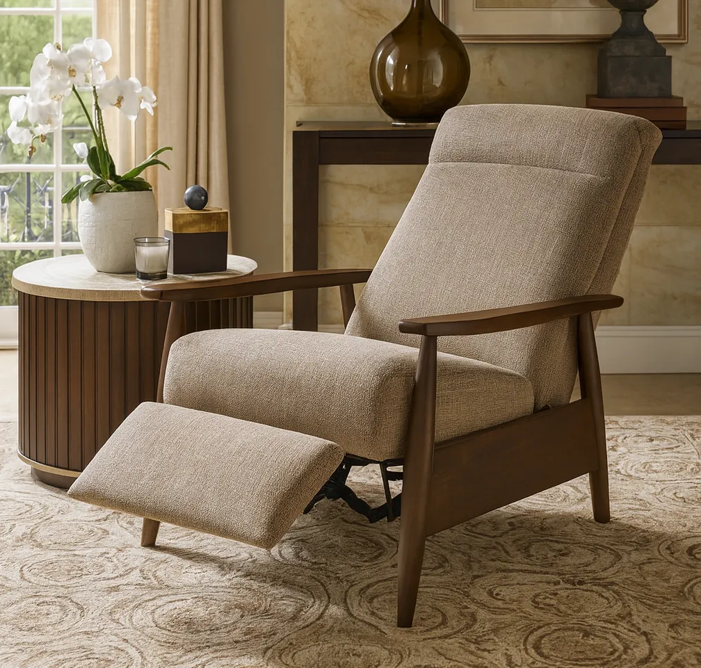 Koenig Mid Century Modern Recliner Brown (+28 finishes +69 fabrics) 6 Koenig Mid Century Modern Recliner Brown (+28 finishes +69 fabrics)