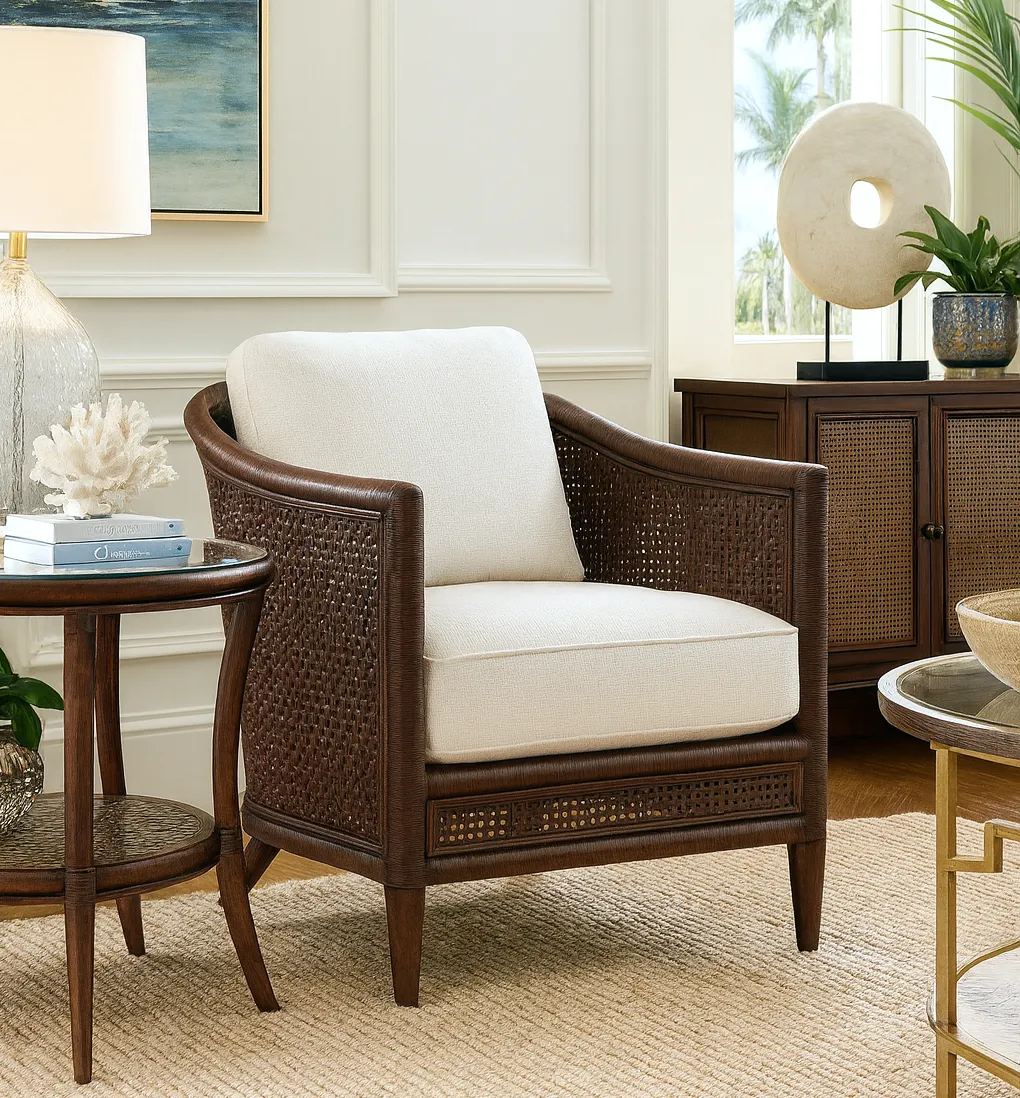 Mesa Rattan Accent Chair White (+28 finishes +69 fabrics) 3 Mesa Rattan Accent Chair White (+28 finishes +69 fabrics)
