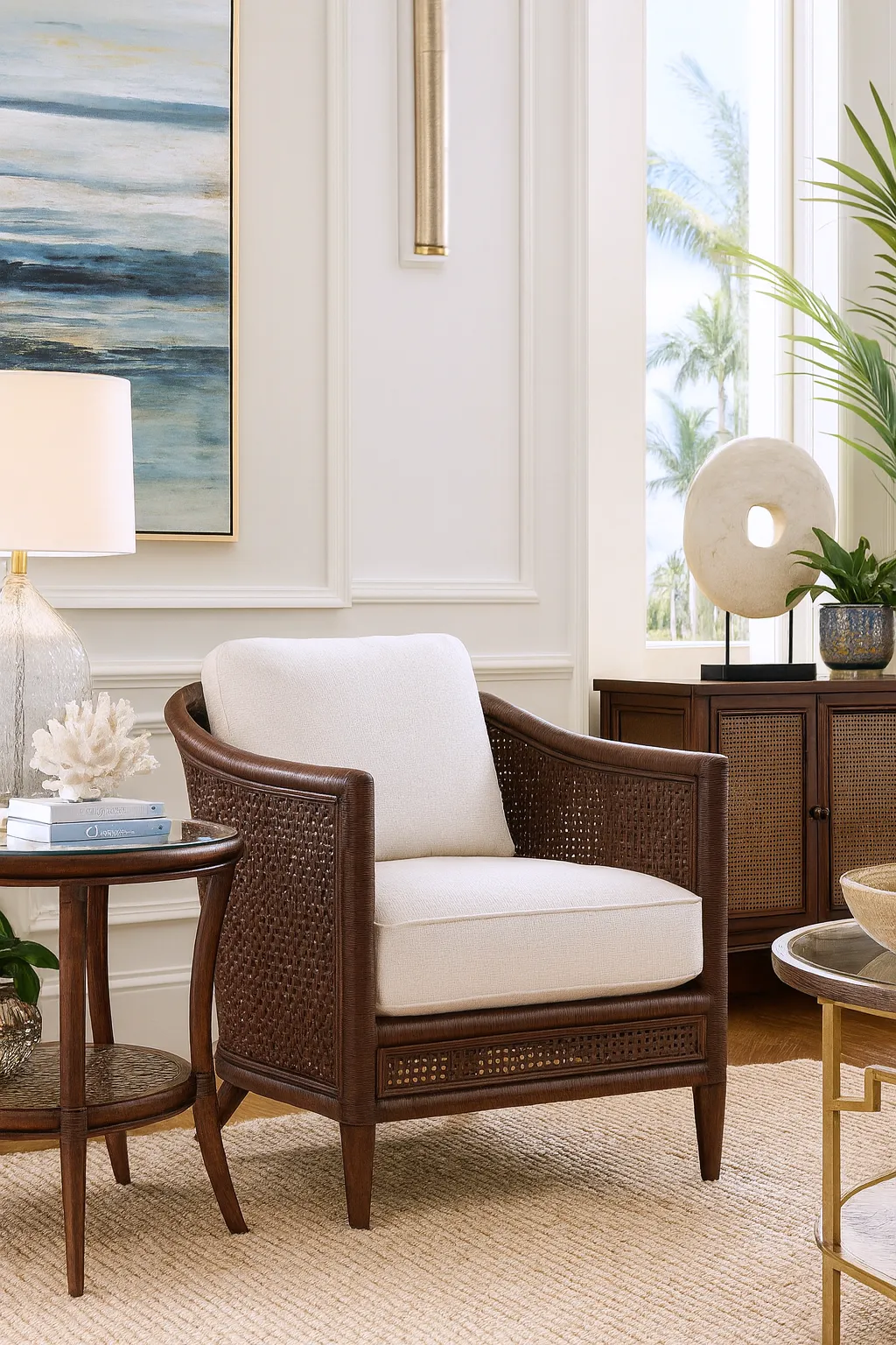 Mesa Rattan Accent Chair White (+28 finishes +69 fabrics) 4 Mesa Rattan Accent Chair White (+28 finishes +69 fabrics)