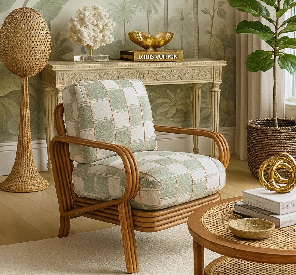Remo Rattan Accent Chair Green (+28 finishes +69 fabrics) 8 Remo Rattan Accent Chair Green (+28 finishes +69 fabrics)