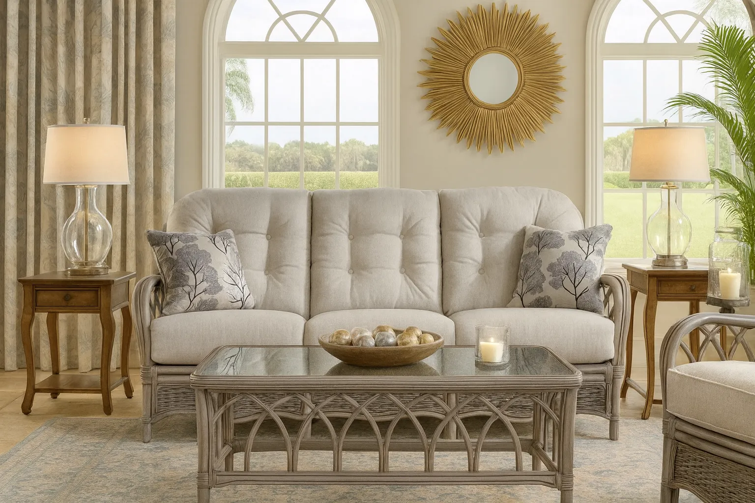 Everglade 76" Rattan Sofa Tan (+28 finishes - 69 fabrics) 7 Everglade 76" Rattan Sofa Tan (+28 finishes - 69 fabrics)