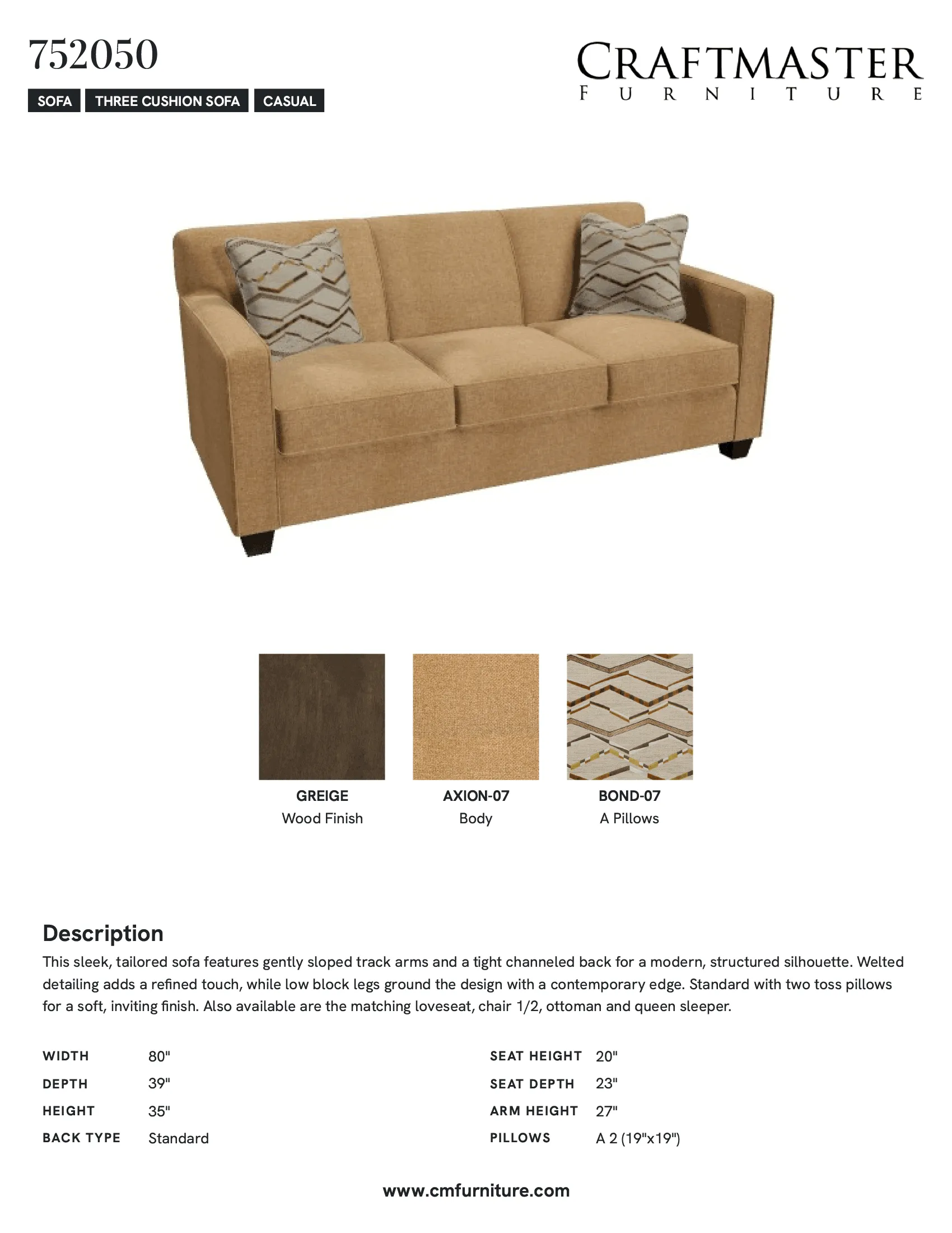 Tibby 7520 Sofa (80") +100 performance fabrics 6 Tibby 7520 Sofa (80") +100 performance fabrics