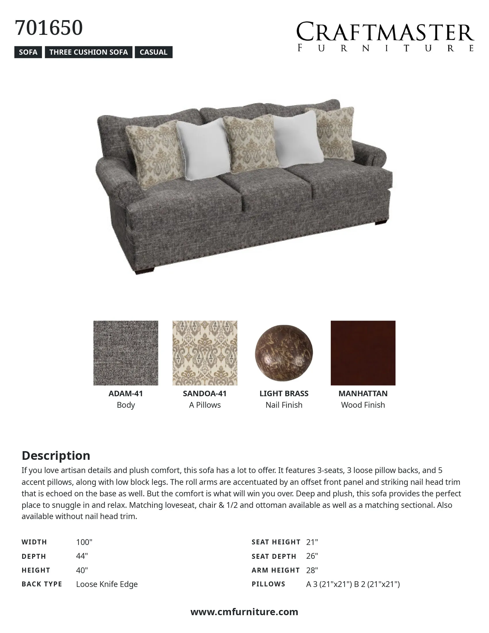 Galveston 7016 Sofa (100") - IN STOCK 10 Galveston 7016 Sofa (100") - IN STOCK