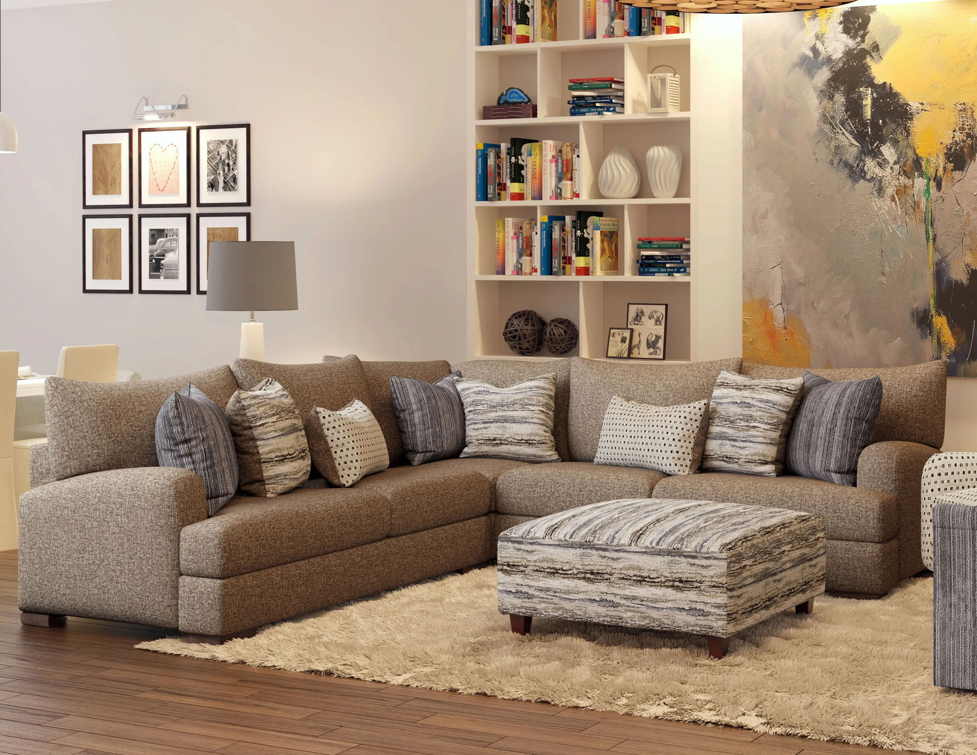 Marty Fossil 4 Piece Sectional (Includes Pillows) 111" x 111" 1 Marty Fossil 4 Piece Sectional (Includes Pillows) 111" x 111"