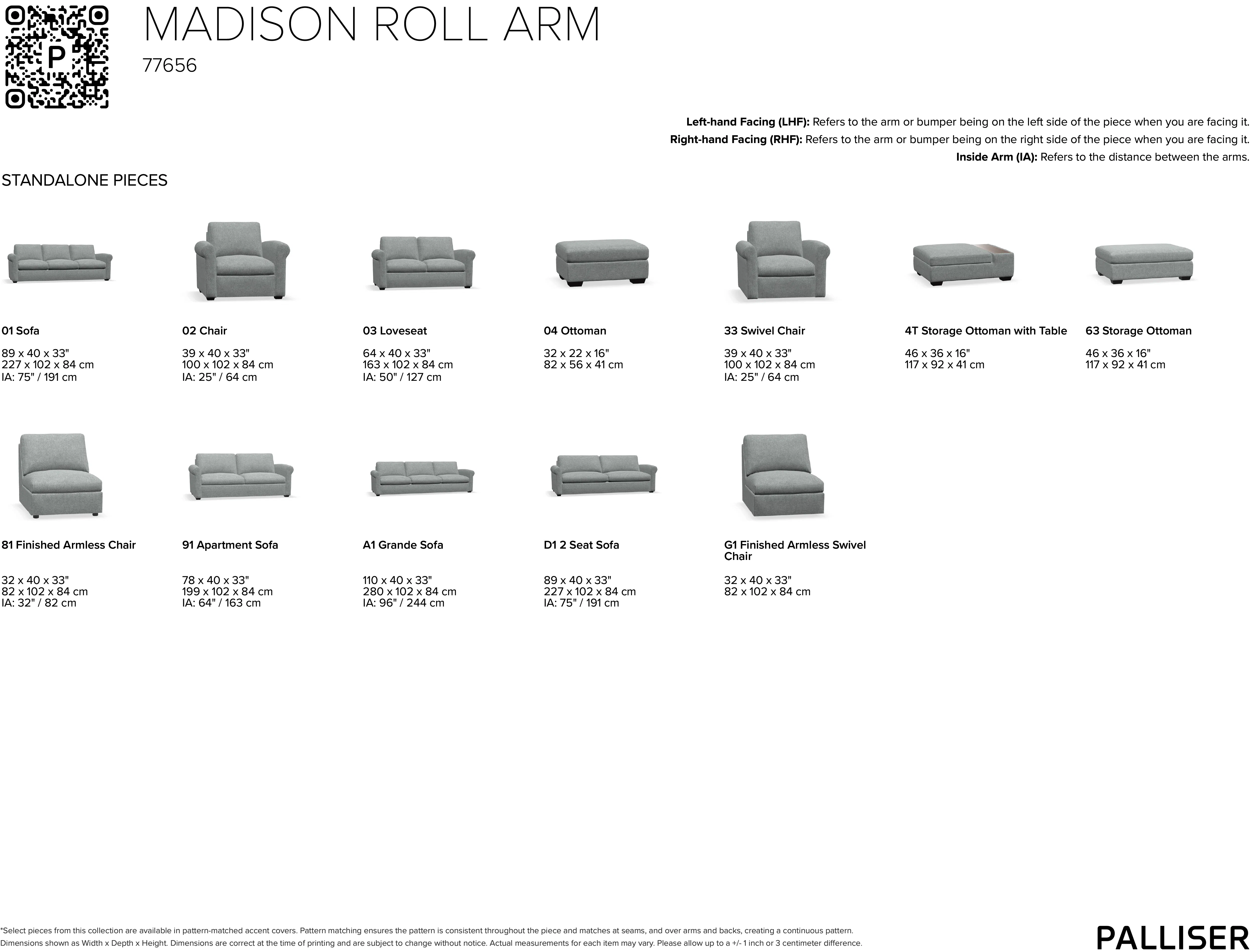 Madison 77656 Roll Arm Sofa (+100 leathers) 4 Madison 77656 Roll Arm Sofa (+100 leathers)