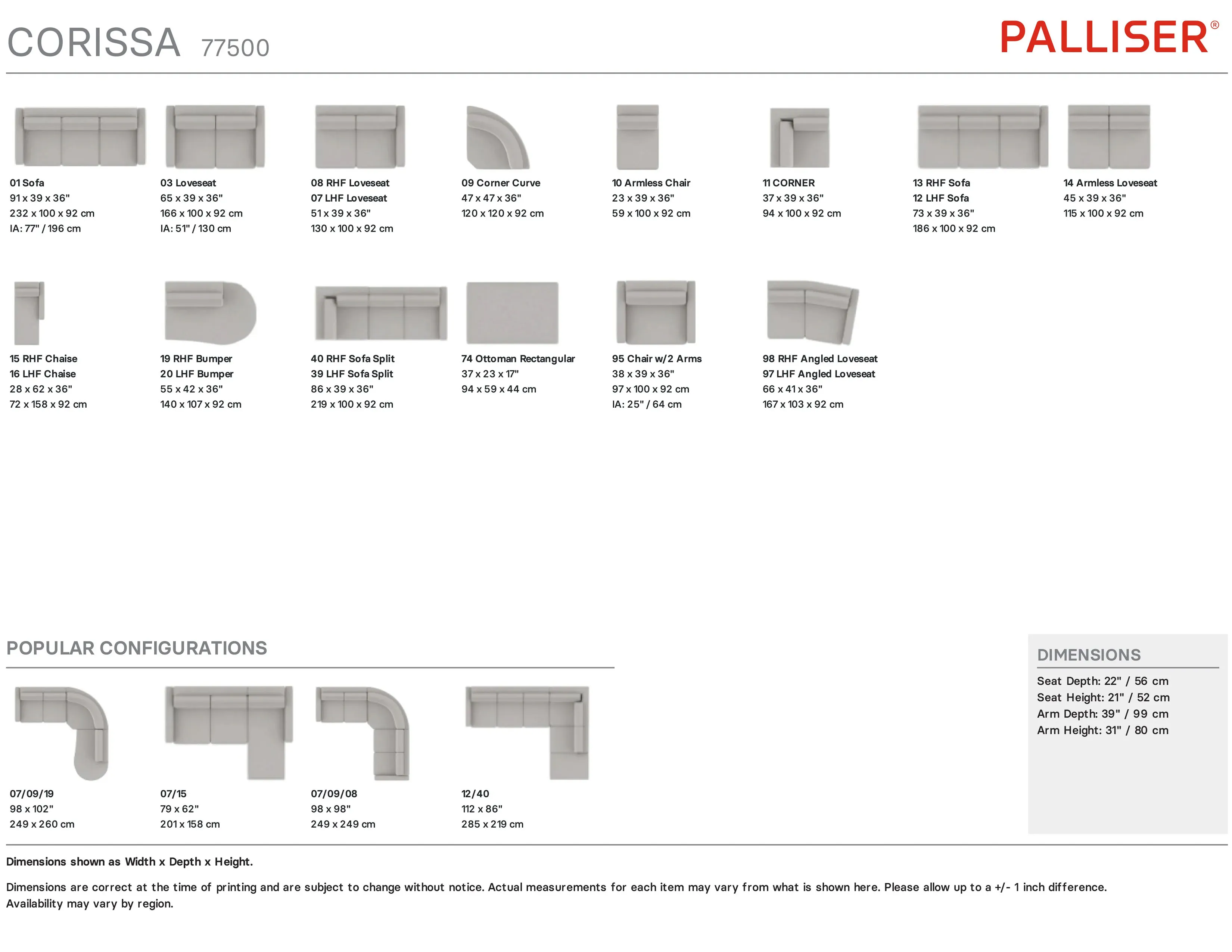 Corissa 77500 Sofa (91") +100 leathers 20 Corissa 77500 Sofa (91") +100 leathers