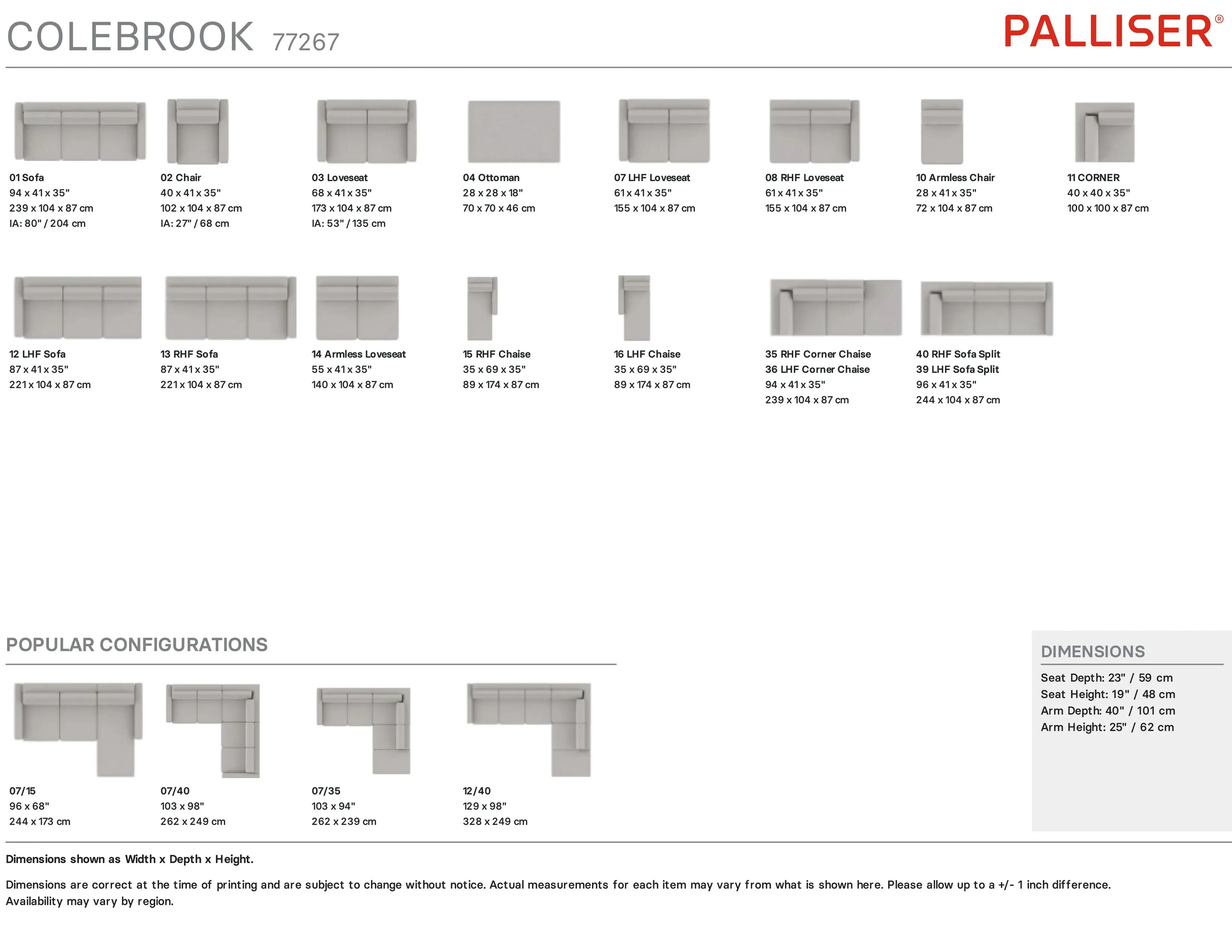 Colebrook 77265 Sofa (94") +100 leathers 15 Colebrook 77265 Sofa (94") +100 leathers