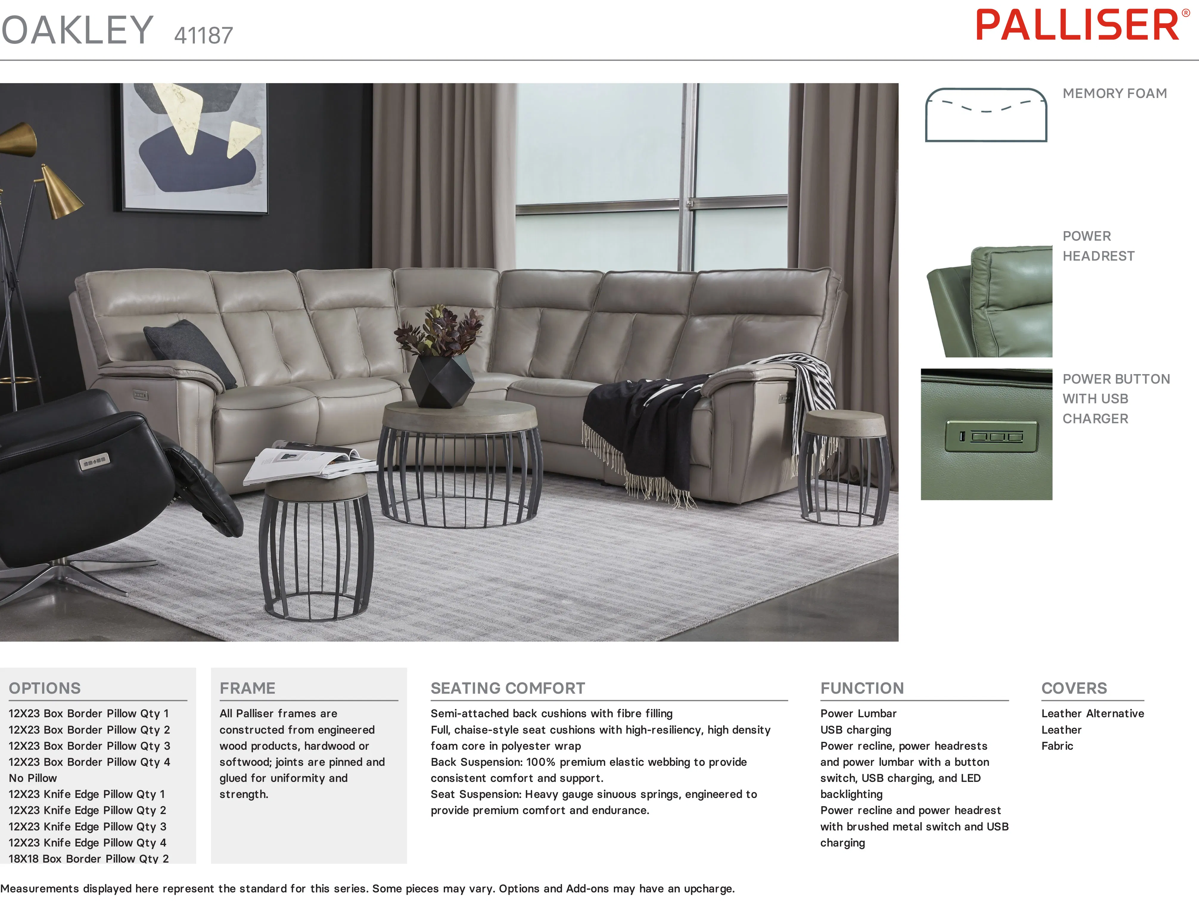 Oakley 41187 Power Headrest Power Reclining Sofa (86") +50 fabrics 22 Oakley 41187 Power Headrest Power Reclining Sofa (86") +50 fabrics