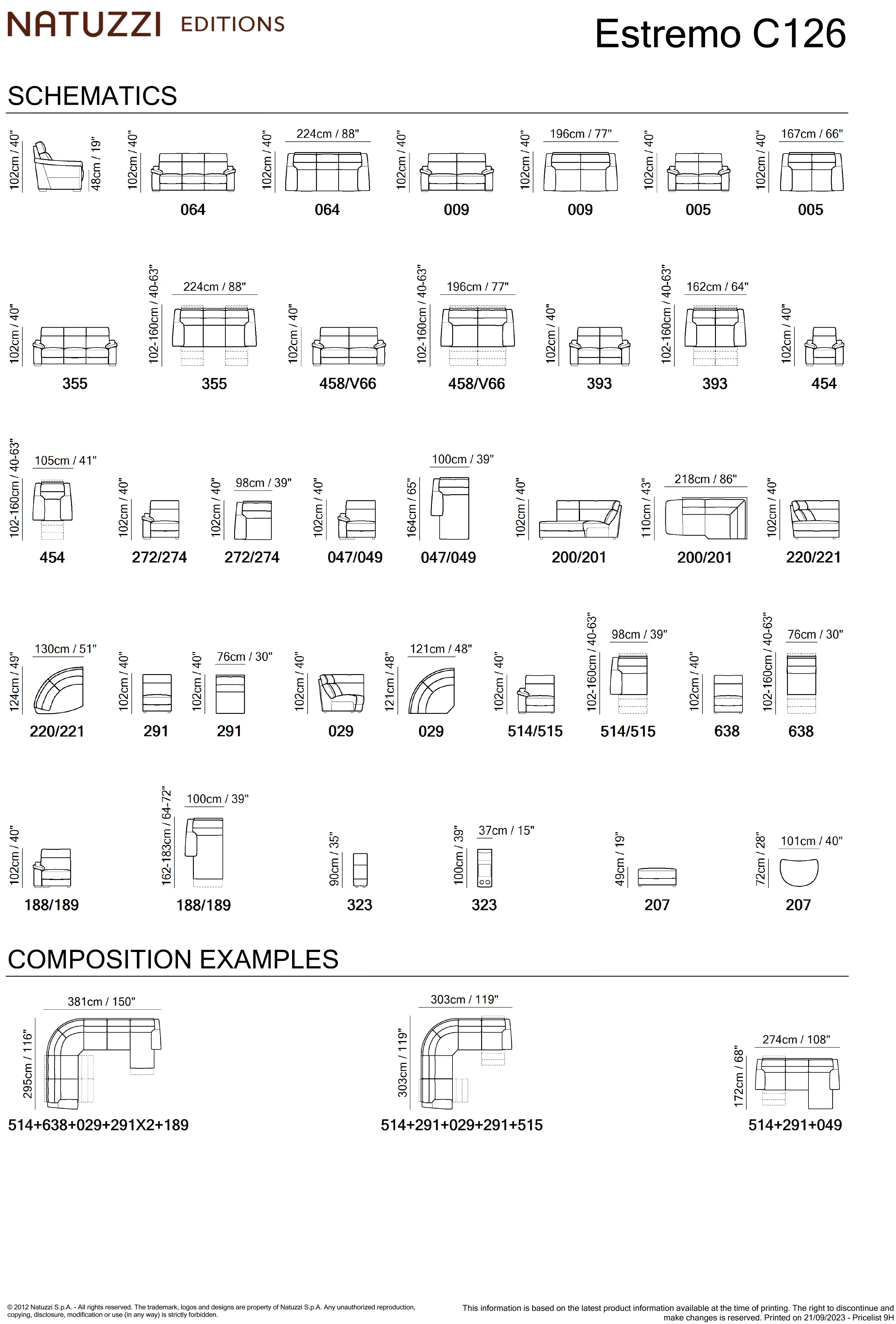 Estremo C126 Sofa 77" or 88"(+40 fabrics) 4 Estremo C126 Sofa 77" or 88"(+40 fabrics)