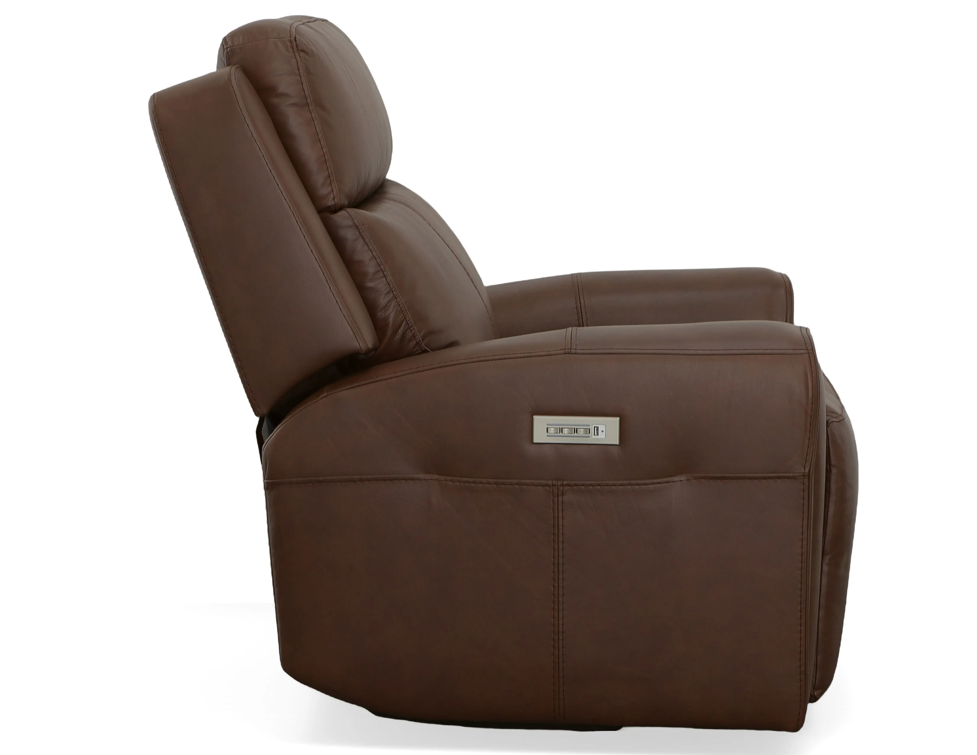 Barnett Power Reclining Loveseat with Console and Power Headrests and Lumbar (Chocolate leather) in stock 19 Barnett Power Reclining Loveseat with Console and Power Headrests and Lumbar (Chocolate leather) in stock