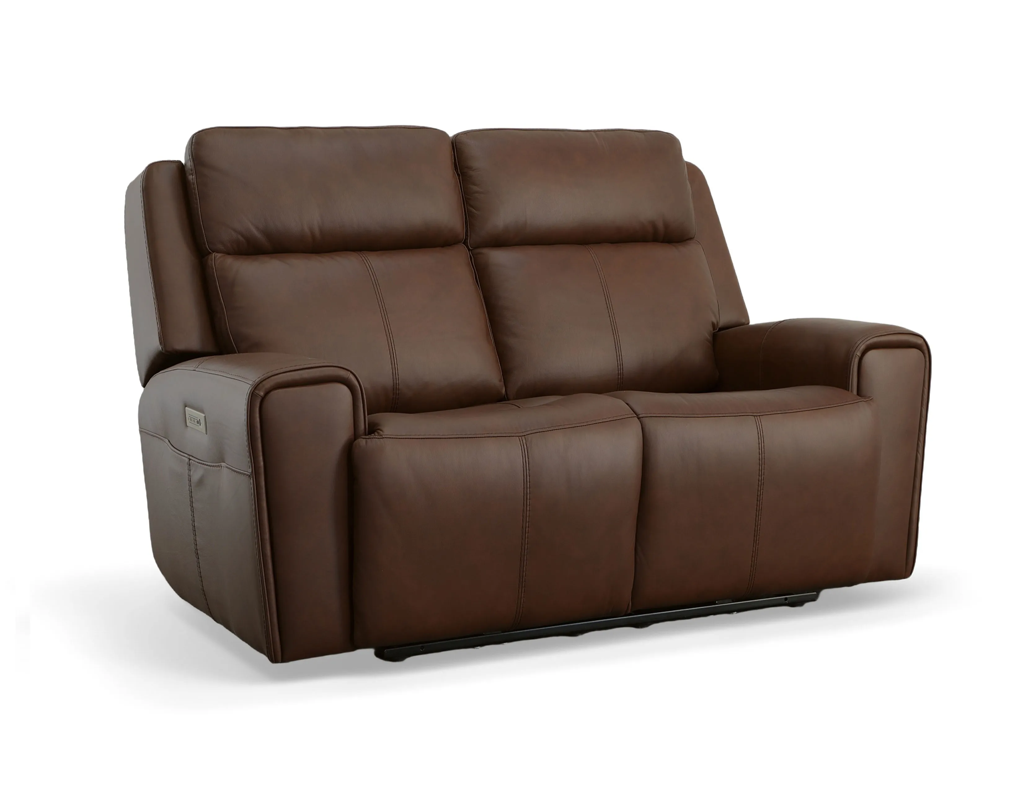 Barnett Power Reclining Loveseat with Console and Power Headrests and Lumbar (Chocolate leather) in stock 22 Barnett Power Reclining Loveseat with Console and Power Headrests and Lumbar (Chocolate leather) in stock