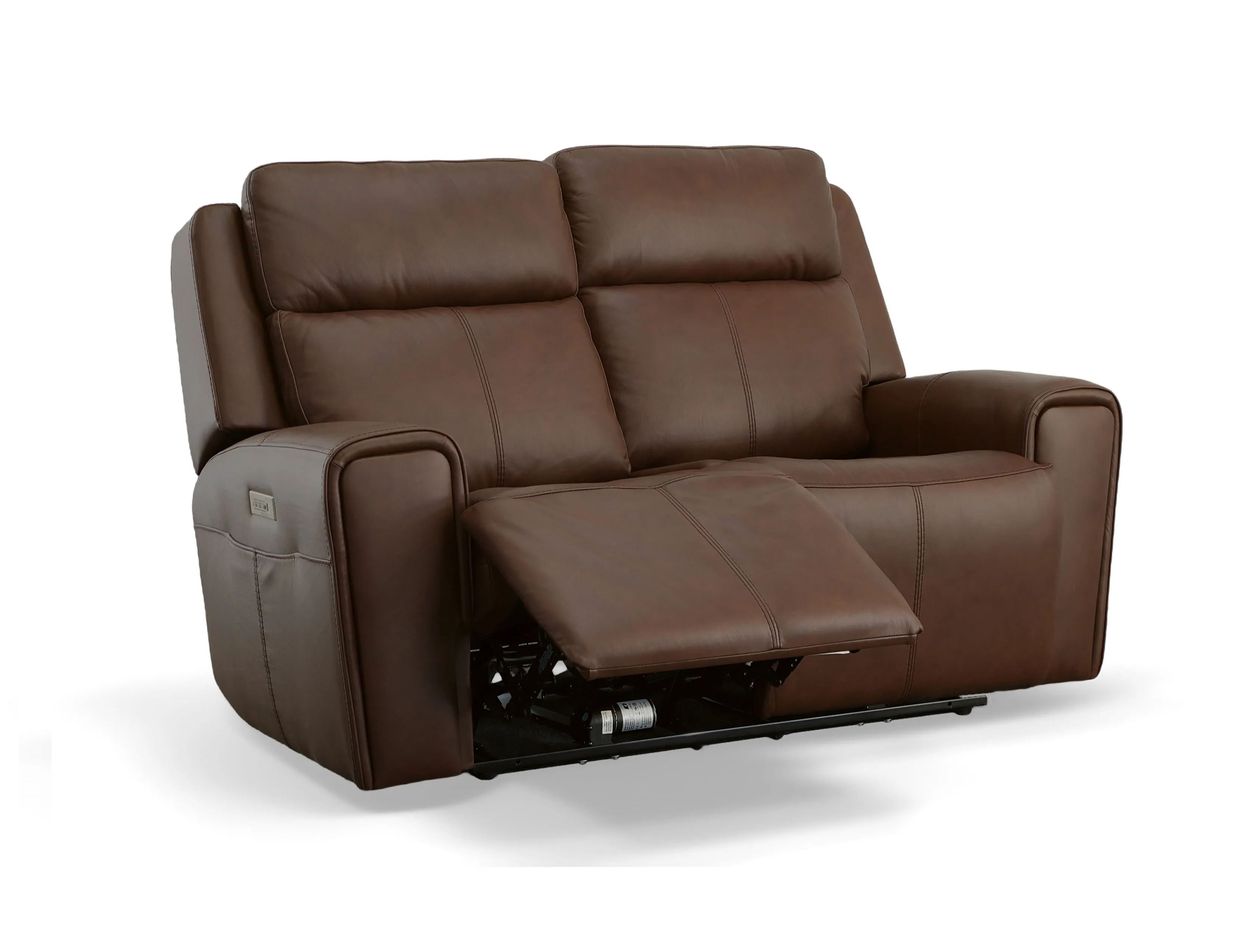 Barnett Power Reclining Loveseat with Console and Power Headrests and Lumbar (Chocolate leather) in stock 23 Barnett Power Reclining Loveseat with Console and Power Headrests and Lumbar (Chocolate leather) in stock