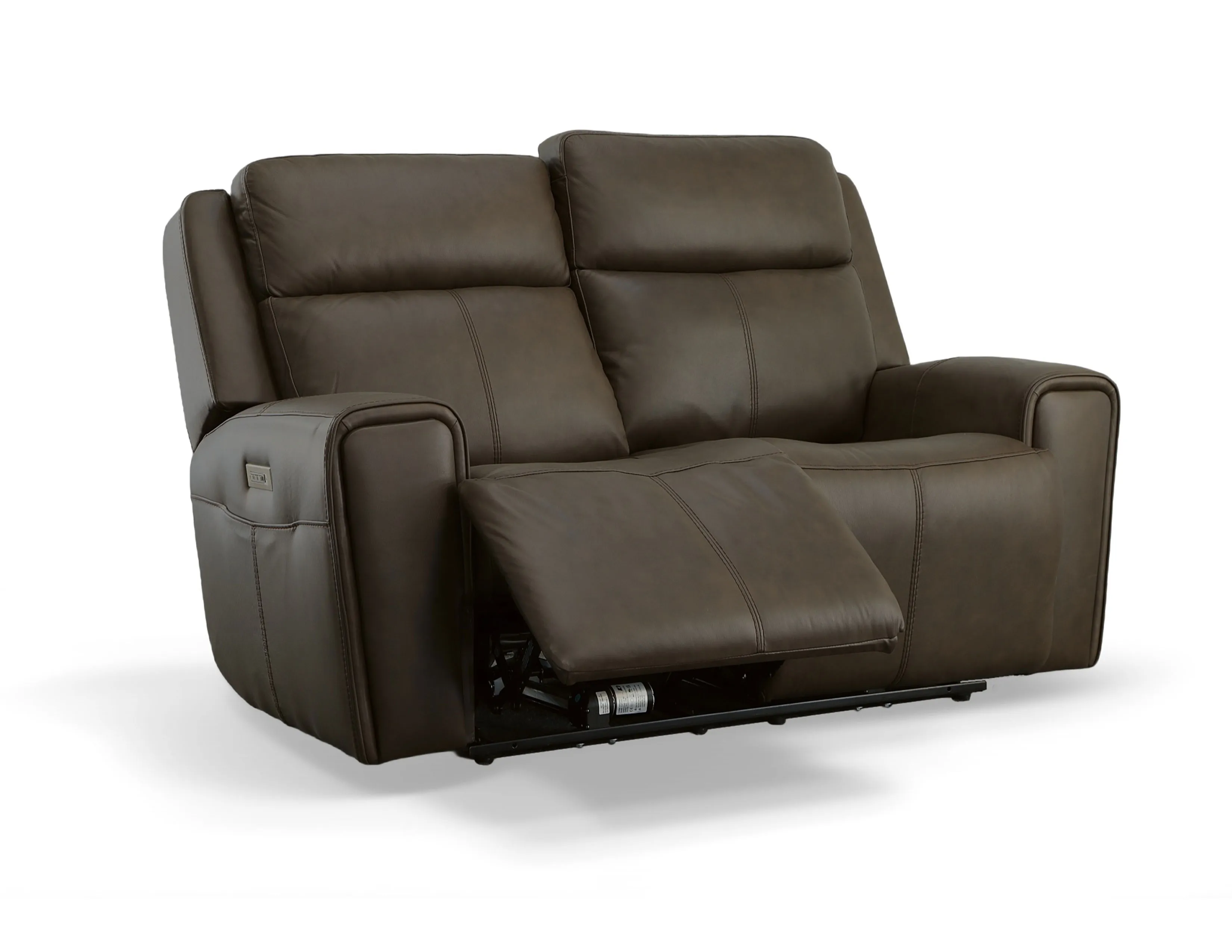 Barnett Power Reclining Loveseat with Console and Power Headrests and Lumbar (Chocolate leather) in stock 25 Barnett Power Reclining Loveseat with Console and Power Headrests and Lumbar (Chocolate leather) in stock