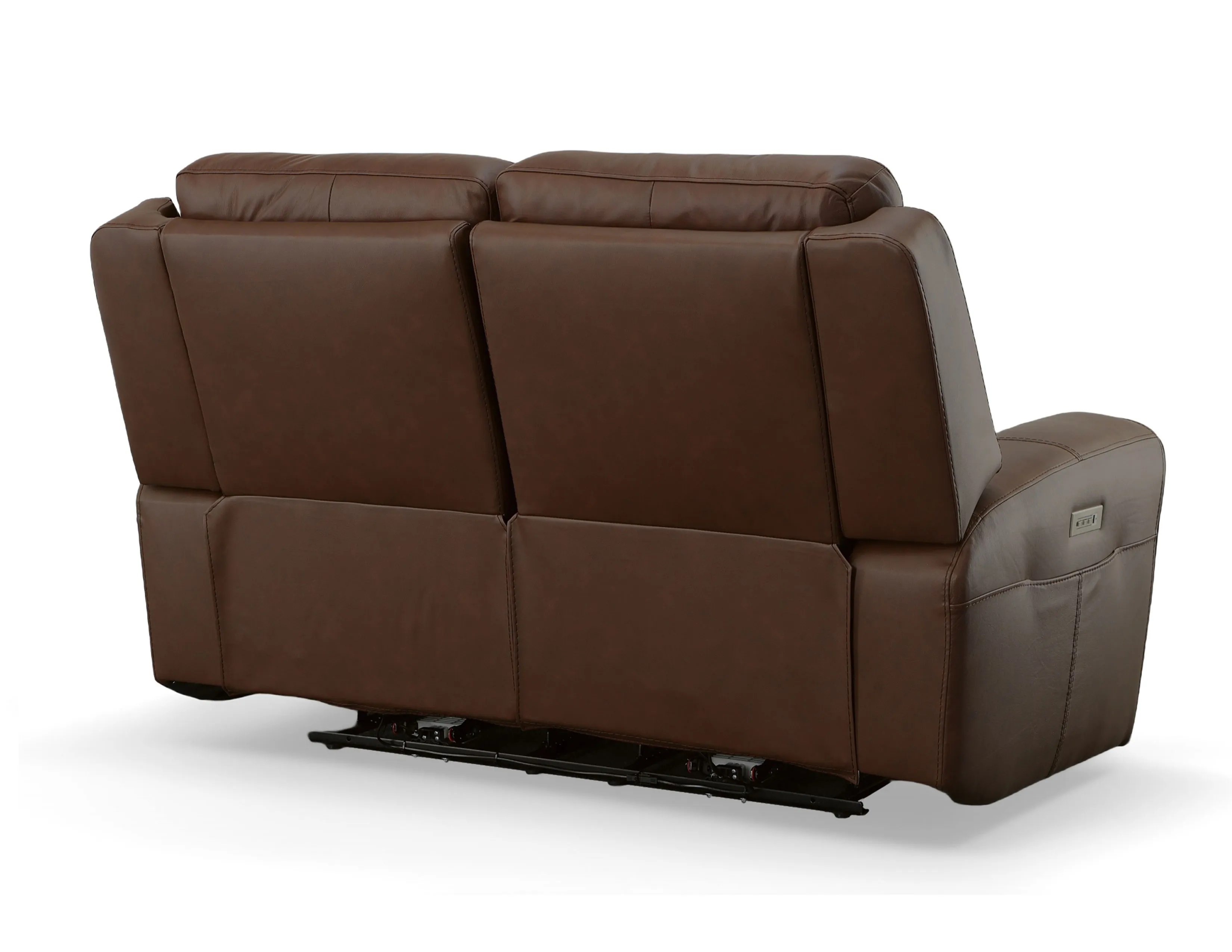 Barnett Power Reclining Loveseat with Console and Power Headrests and Lumbar (Chocolate leather) in stock 26 Barnett Power Reclining Loveseat with Console and Power Headrests and Lumbar (Chocolate leather) in stock