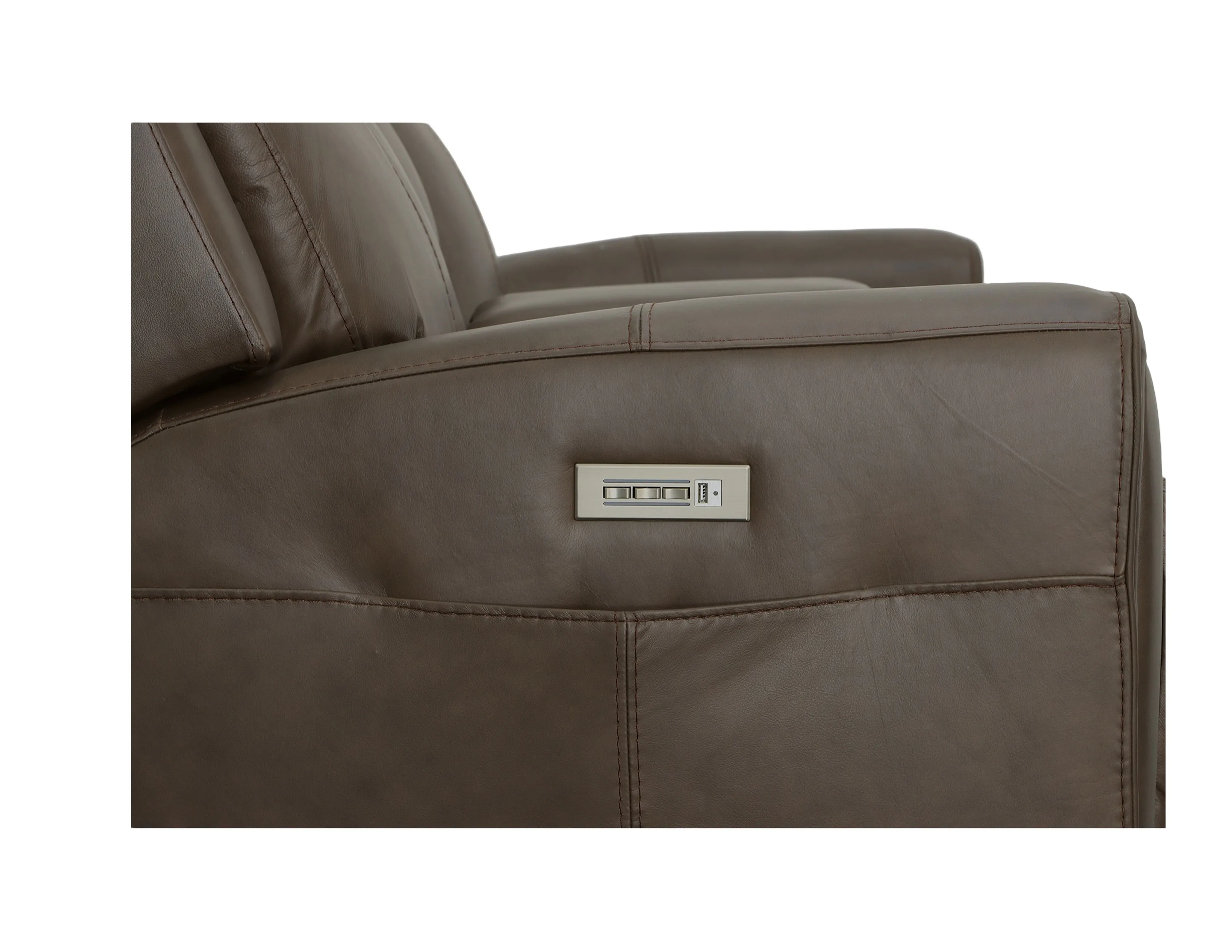 Barnett Power Reclining Loveseat with Console and Power Headrests and Lumbar (Chocolate leather) in stock 27 Barnett Power Reclining Loveseat with Console and Power Headrests and Lumbar (Chocolate leather) in stock